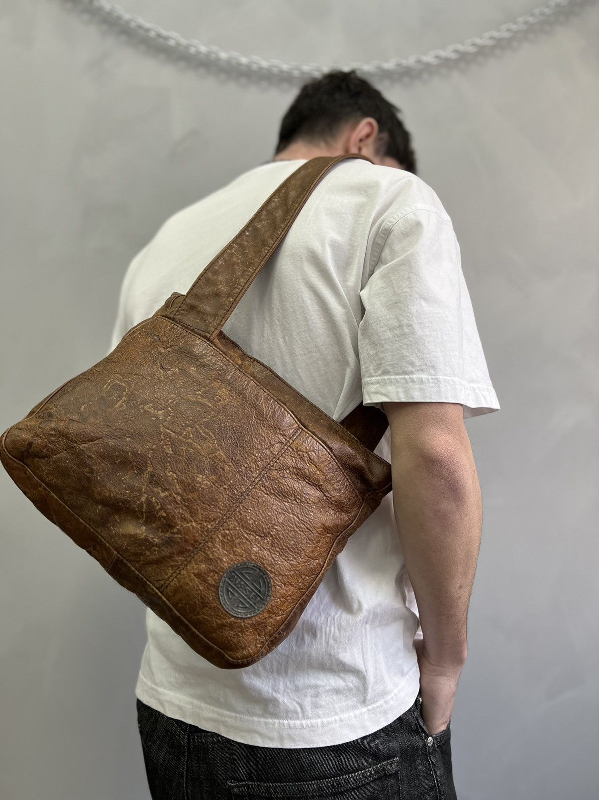 Avant Garde x Diesel Bag Vintage Y2K Sling Bag Diesel Leather Bag in Brown, Men's