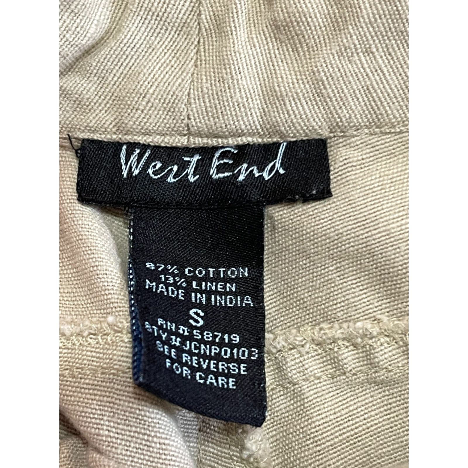 Vintage West End Shorts Women's Size Small Khaki Linen Blend Chino Casual Regular Inseam 9 in Beige Beige Modern 90s? Size 28" / US 6 / IT 42 - 5 Thumbnail