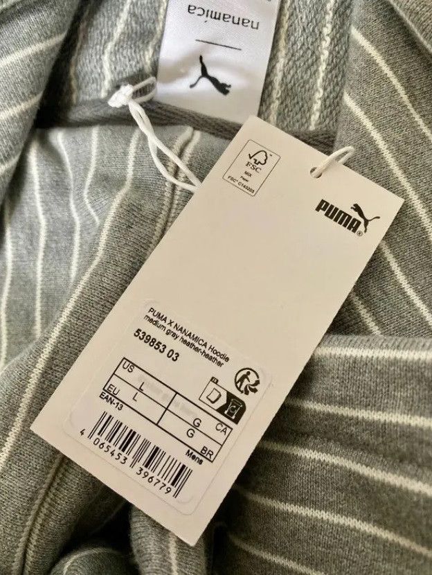 Nanamica terry cloth hoodie Large pinstripe grey nanamica puma Size US L / EU 52-54 / 3 - 7 Thumbnail