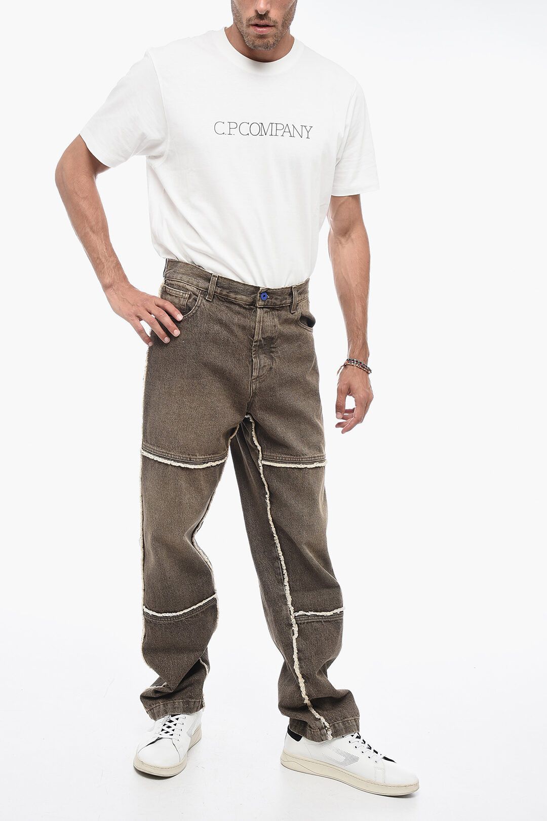 Marcelo Burlon og1mm0824 Vintage Effect Twist Jeans in Brown Size US 36 / EU 52 - 4 Thumbnail