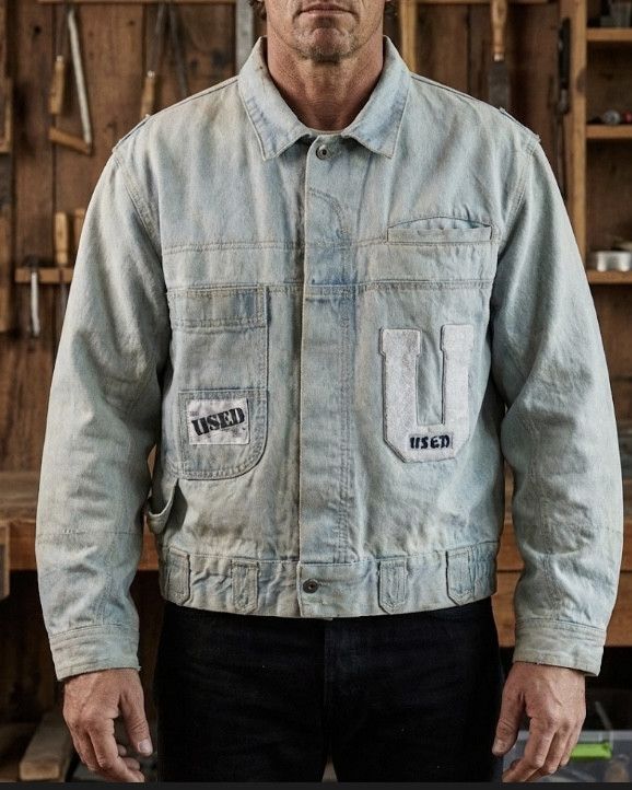 Vintage 90s Denim Jacket Workwear Back Pocket Patches