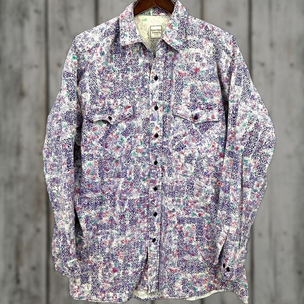 CO VINTAGE Western Plains Trading Co Shirt Mens XL Tall Purple Cowboy Rodeo Y2k 90s Size US XL / EU 56 / 4 - 1 Thumbnail