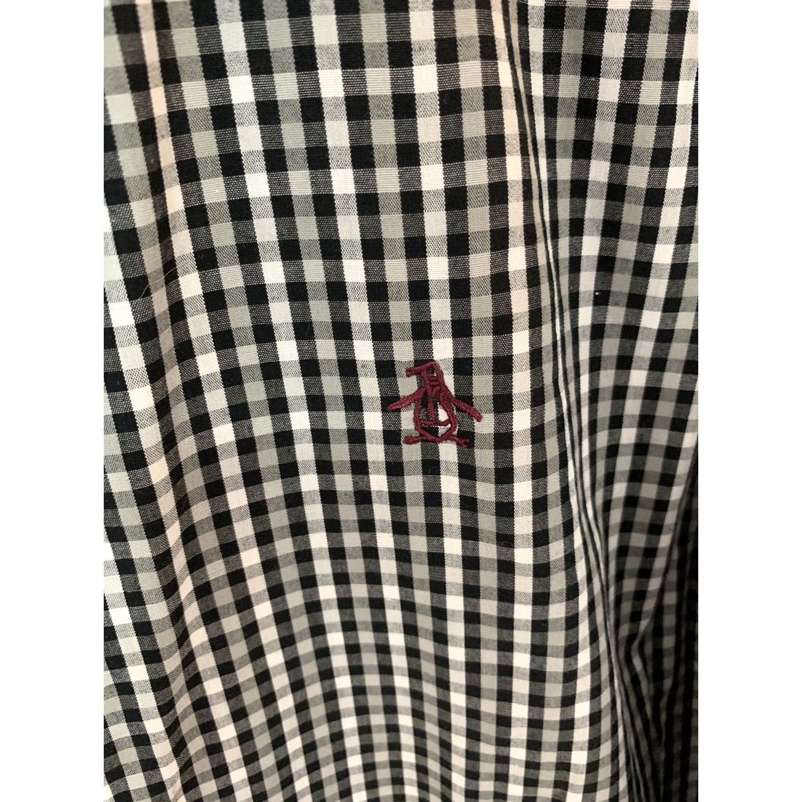 Vintage Penguin Button-Front Mens L Classic Fit Plaid Long Sleeve Men Black White Size US L / EU 52-54 / 3 - 3 Thumbnail