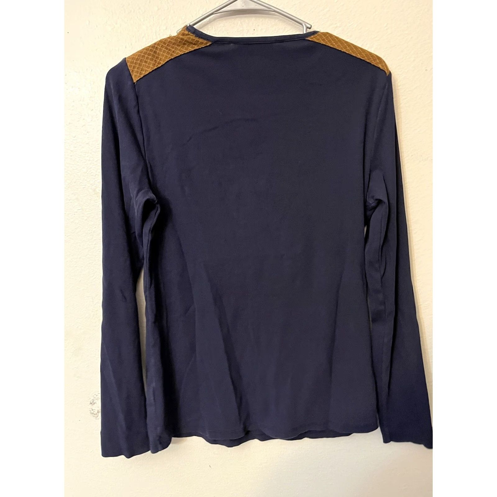 Ralph Lauren Lauren Ralph Lauren Navy Blue Long Sleeve Suede Zip Shoulder Shirt Women’s L Size L / US 10 / IT 46 - 3 Thumbnail