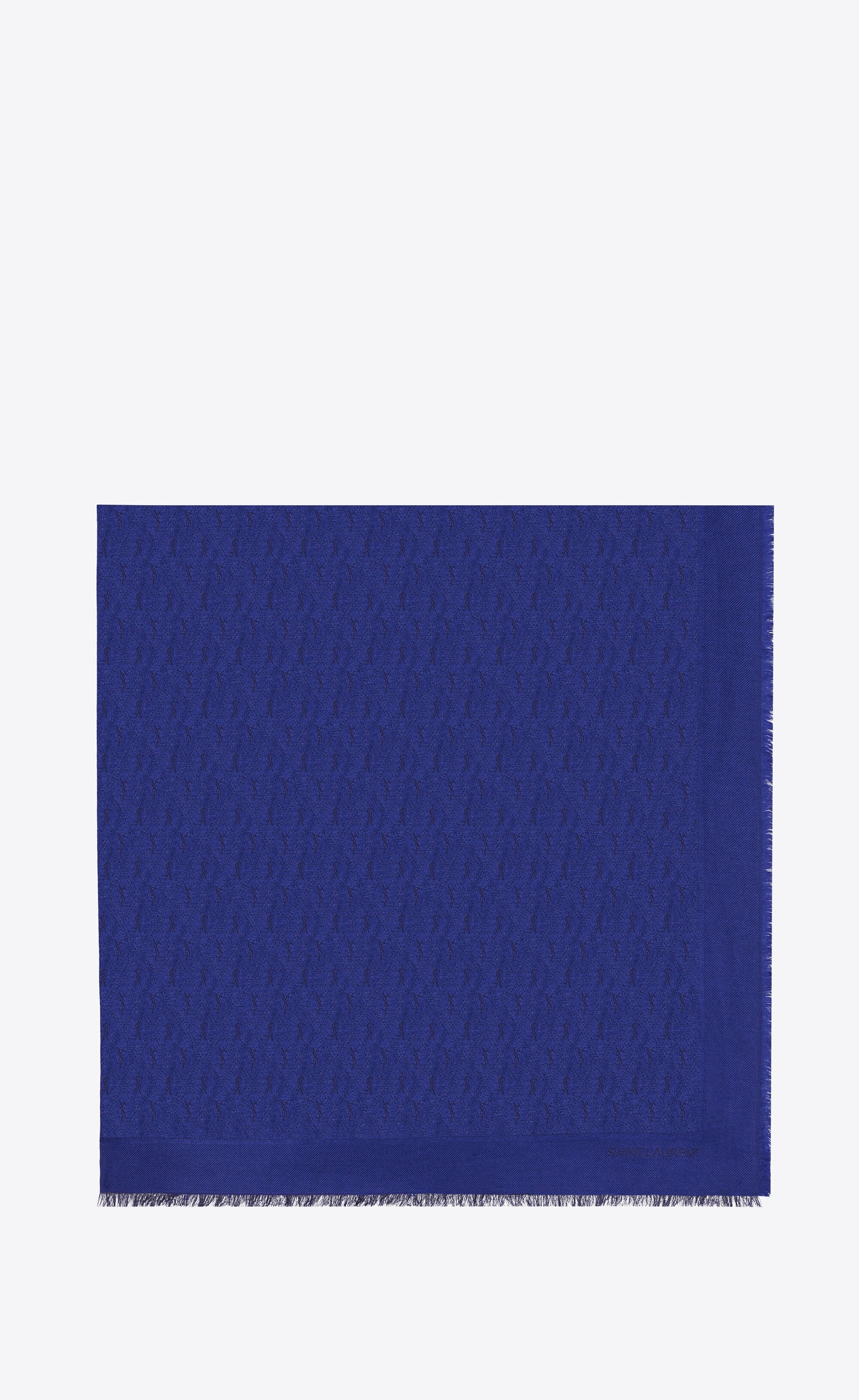 Saint Laurent Paris o1b1hav110724 Size: OS / Large Cassandre Scarf in Blue Size ONE SIZE - 3 Thumbnail
