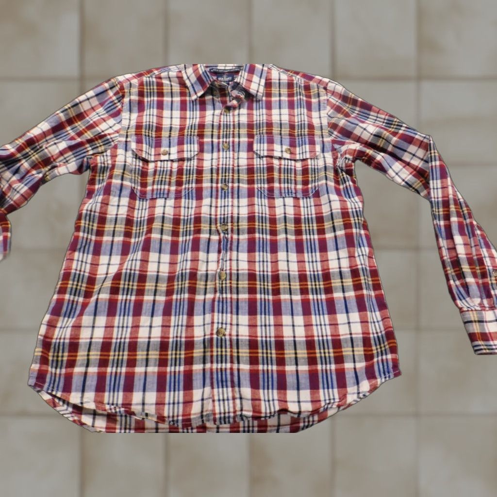 Old Navy Old Navy Mens Shirt M Red Plaid Button-Down Long Sleeve Collared Button-Up Casual Knit Cotton Regular Adult Mens Size US M / EU 48-50 / 2 - 1 Thumbnail