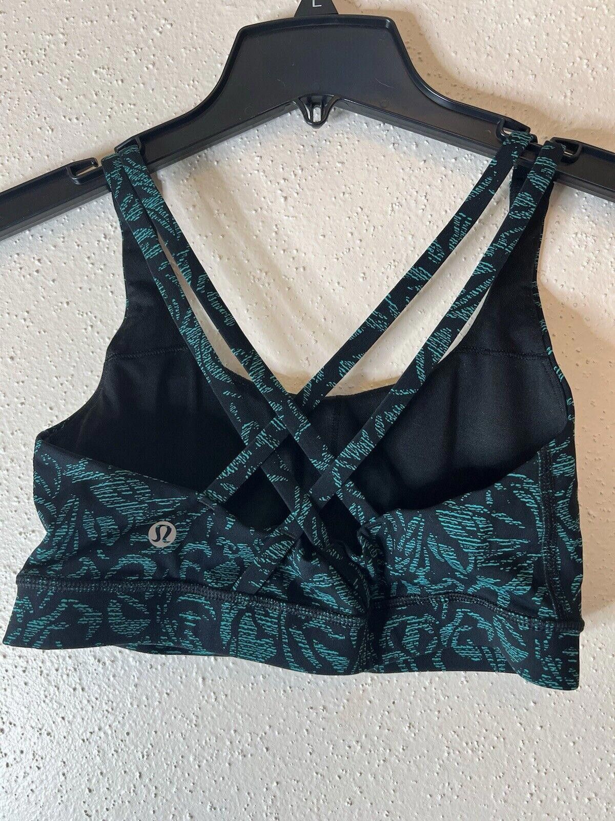 Designer Lululemon Energy Bra Thrive Viridian Green Black Sz 6 Size ONE SIZE - 3 Thumbnail