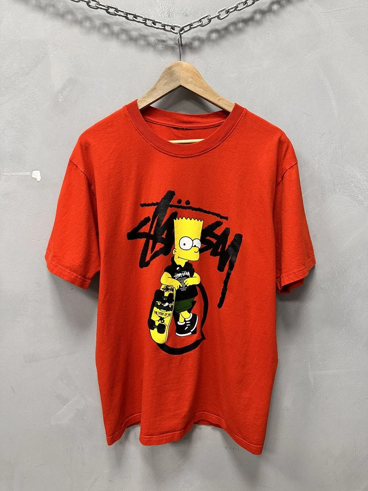 Vintage T-Shirt Red Vintage Stussy Bart Simpson Faded USA Y2K Size US M / EU 48-50 / 2 - 1 Thumbnail