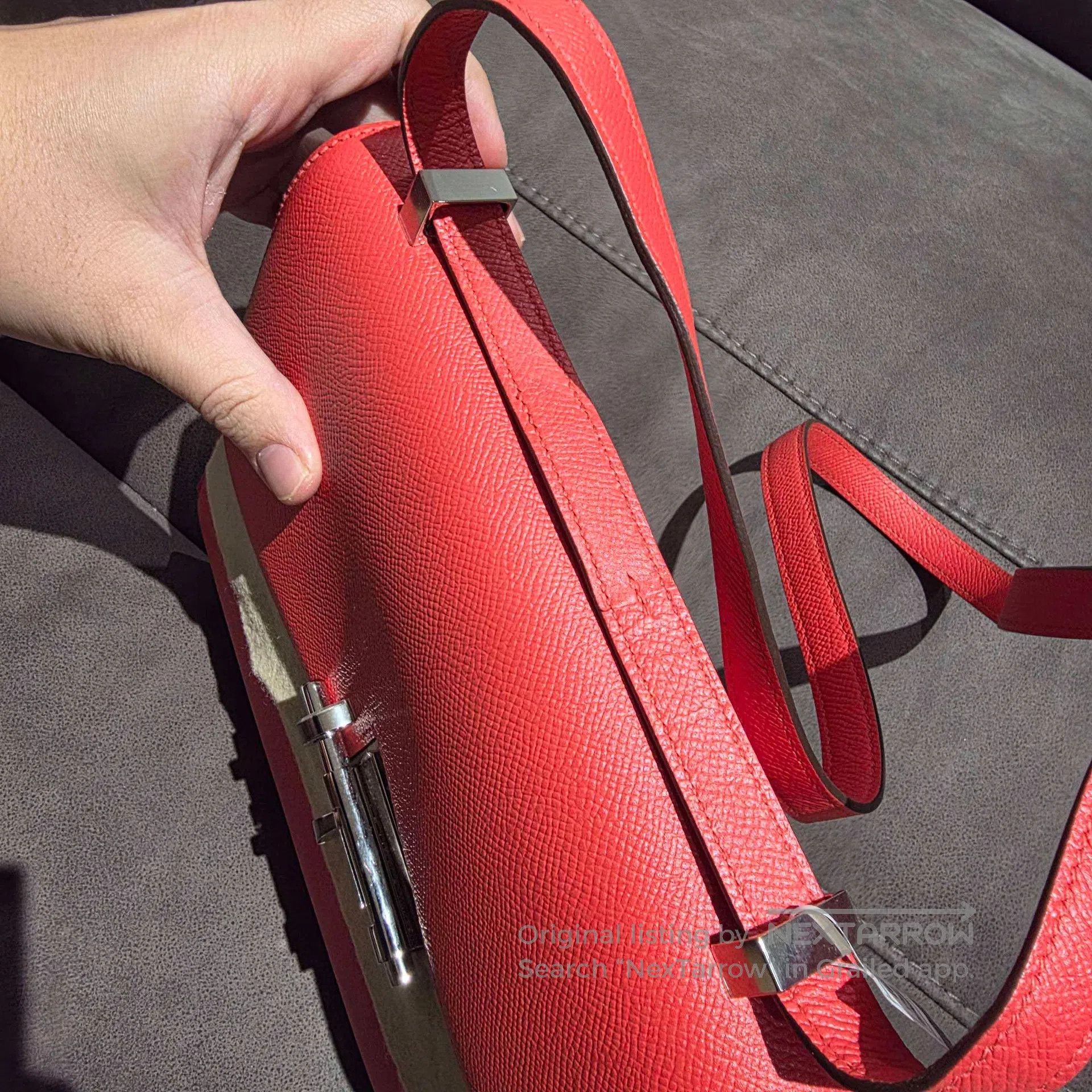 Hermes Hermes Verrou Red Pistol Bag with Door Lock and Silver Buc Size ONE SIZE - 4 Thumbnail