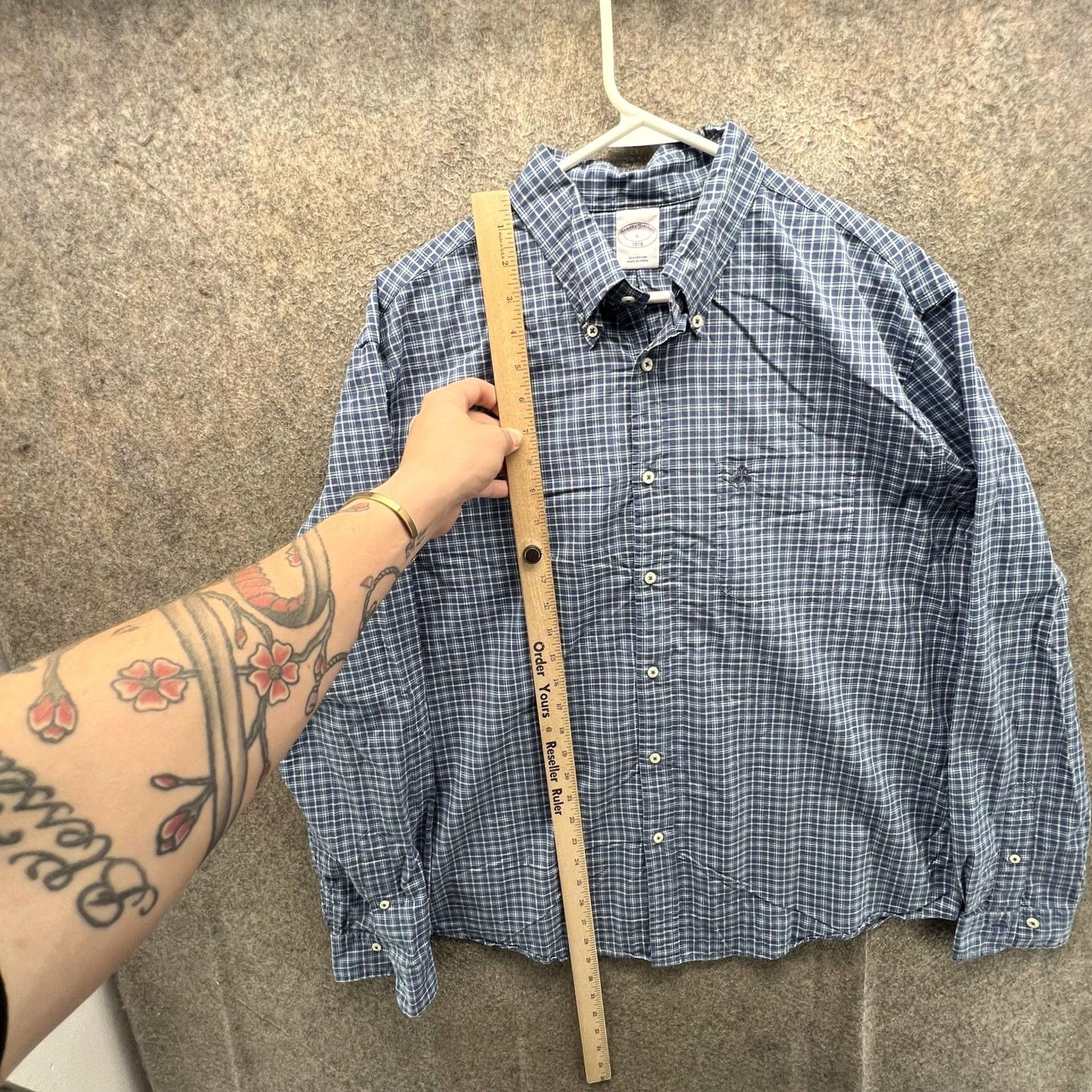 Brooks Brothers Brooks Brothers Shirt Mens Large Blue Check Long Sleeve Button Front Casual Size US L / EU 52-54 / 3 - 4 Thumbnail