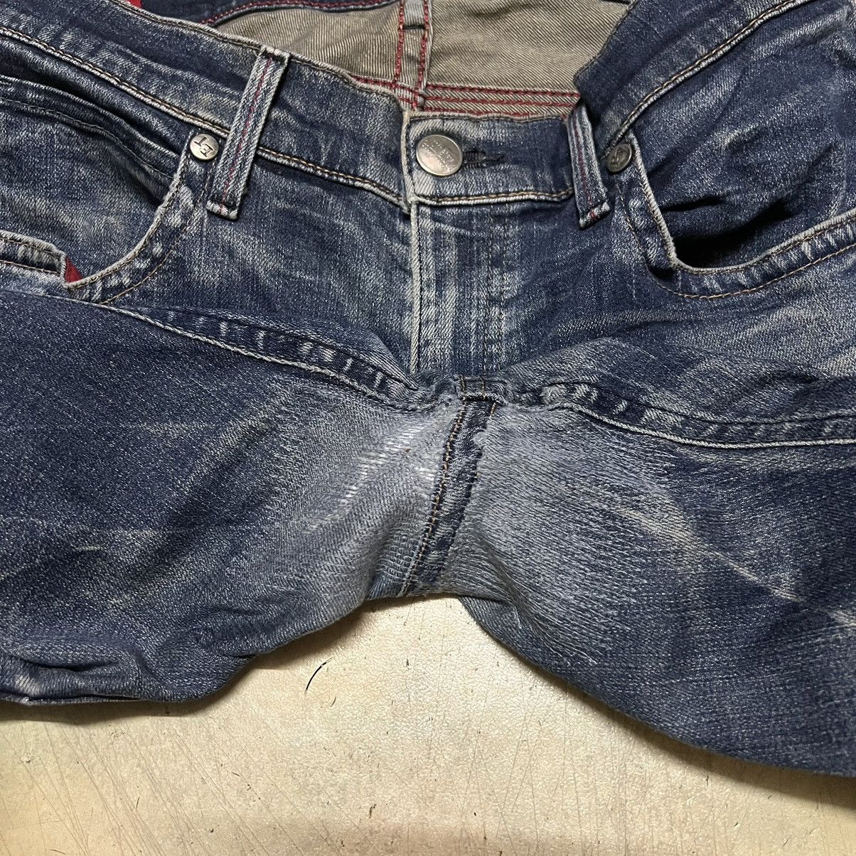 Edwin Edwin Blue Trip Distressed Design Denim Jeans Size US 33 - 15 Thumbnail