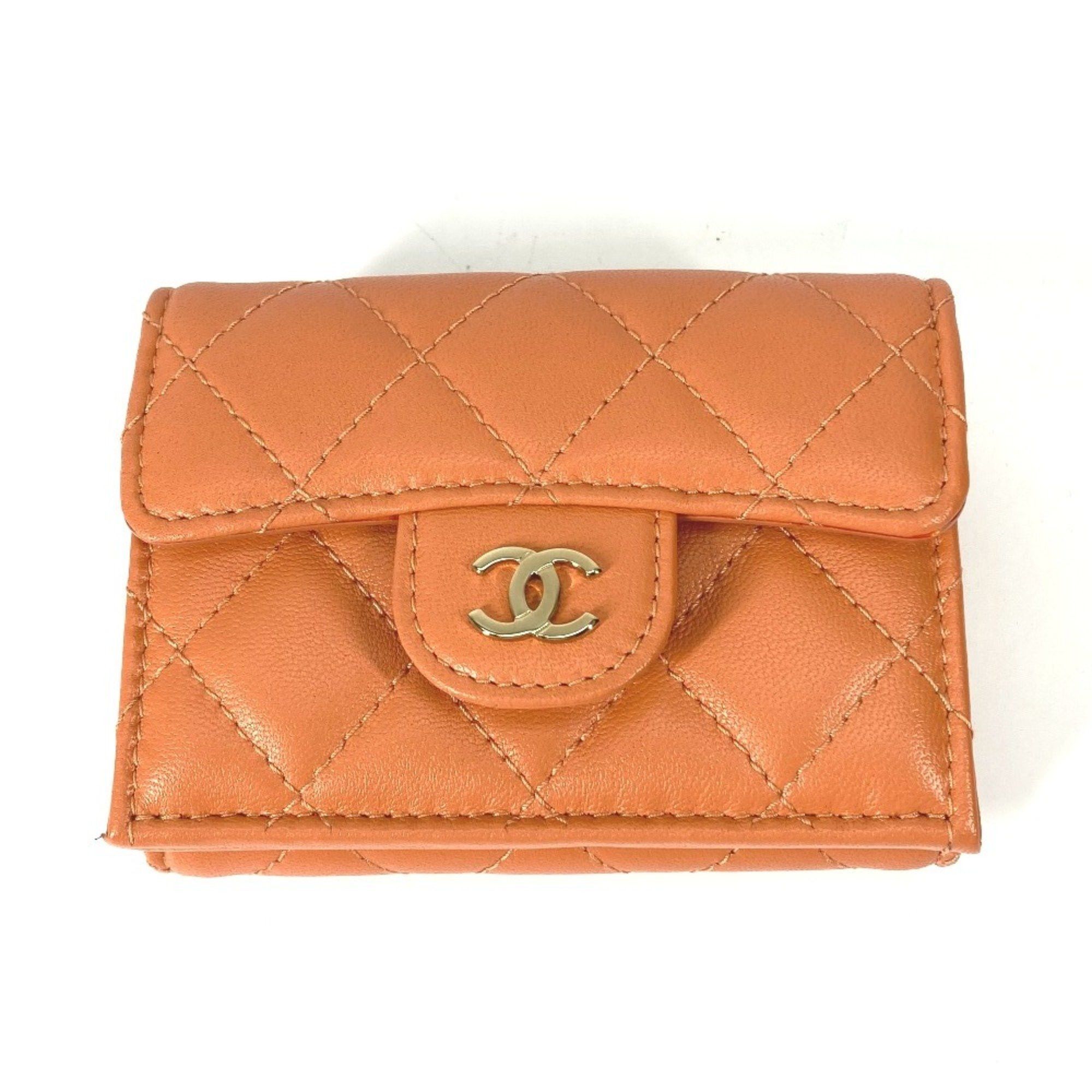 Chanel Chanel AP0230 CC Mark Compact wallet Trifold wallet Orange GoldHardware Size ONE SIZE - 1 Thumbnail