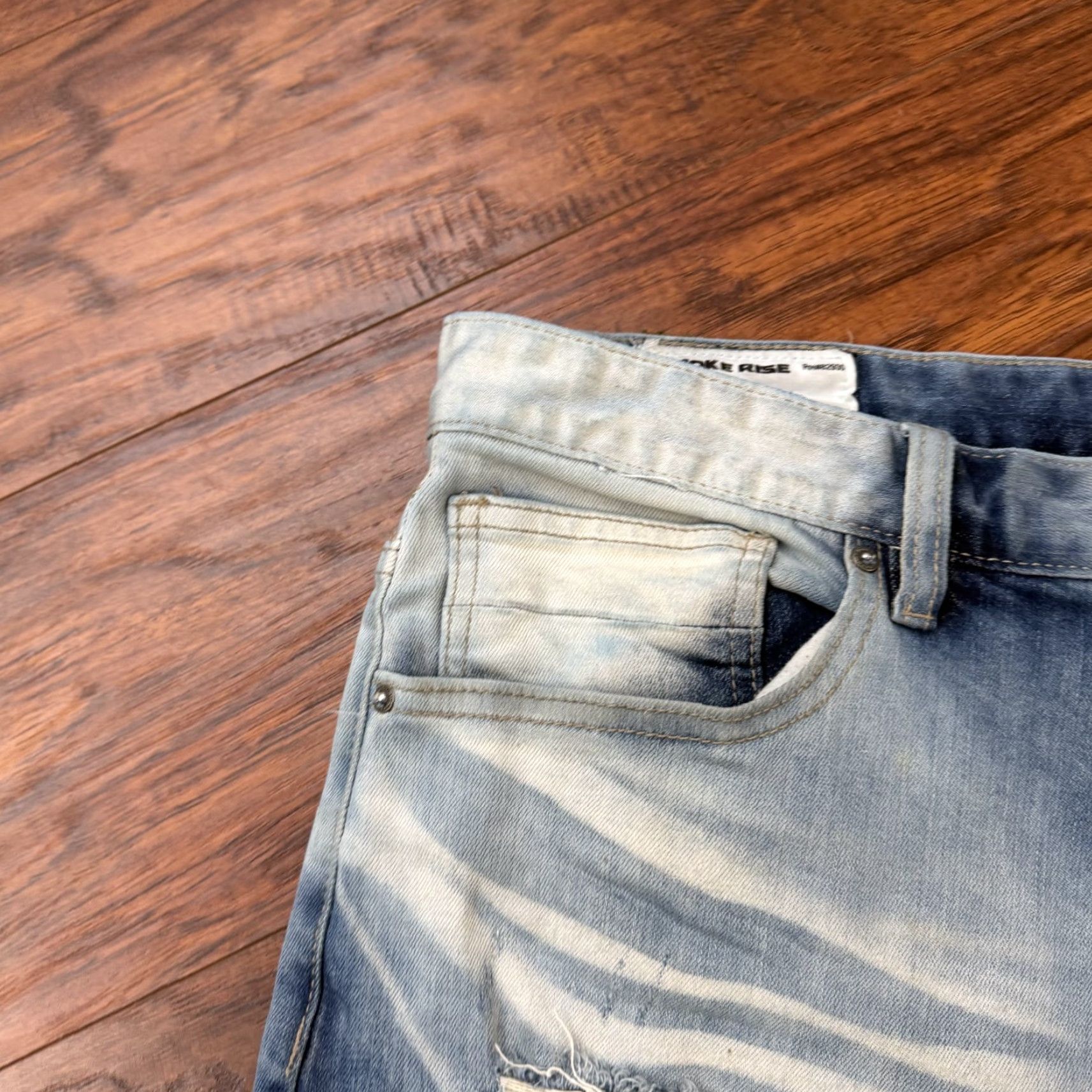 Vintage Smoke Rise Jeans Men 38 Straight Distressed Stretch Casual Moto Acid Wash Grunge Denim Jeans Mens 38x34 Spring 90s Style Size US 38 / EU 54 - 3 Thumbnail