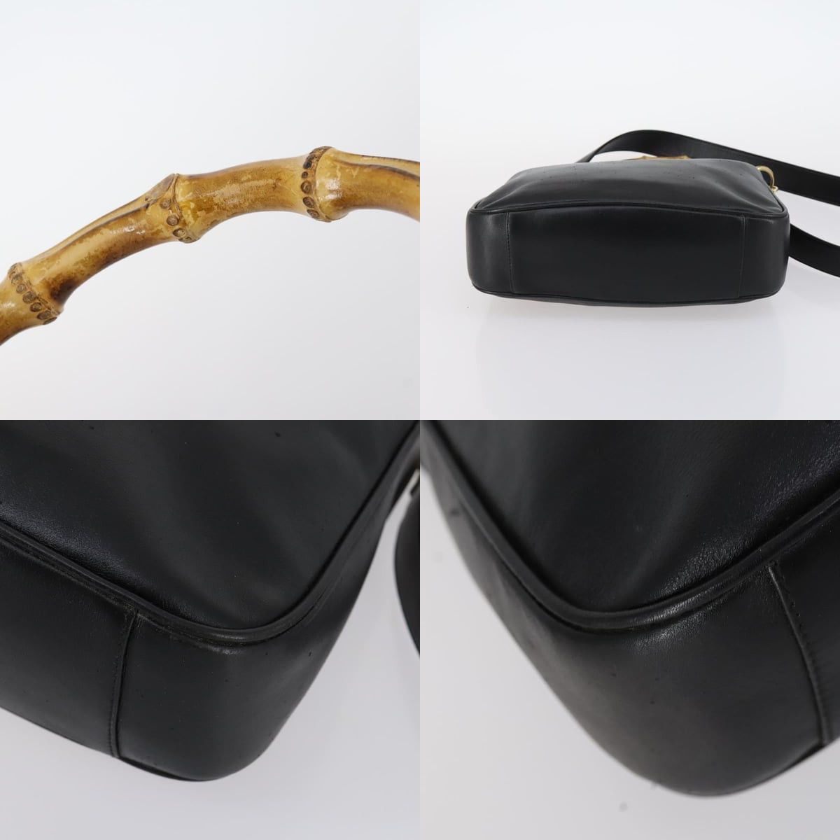 Gucci GUCCI Bamboo Handbag Leather Black Gold 001 001 Size ONE SIZE - 10 Thumbnail