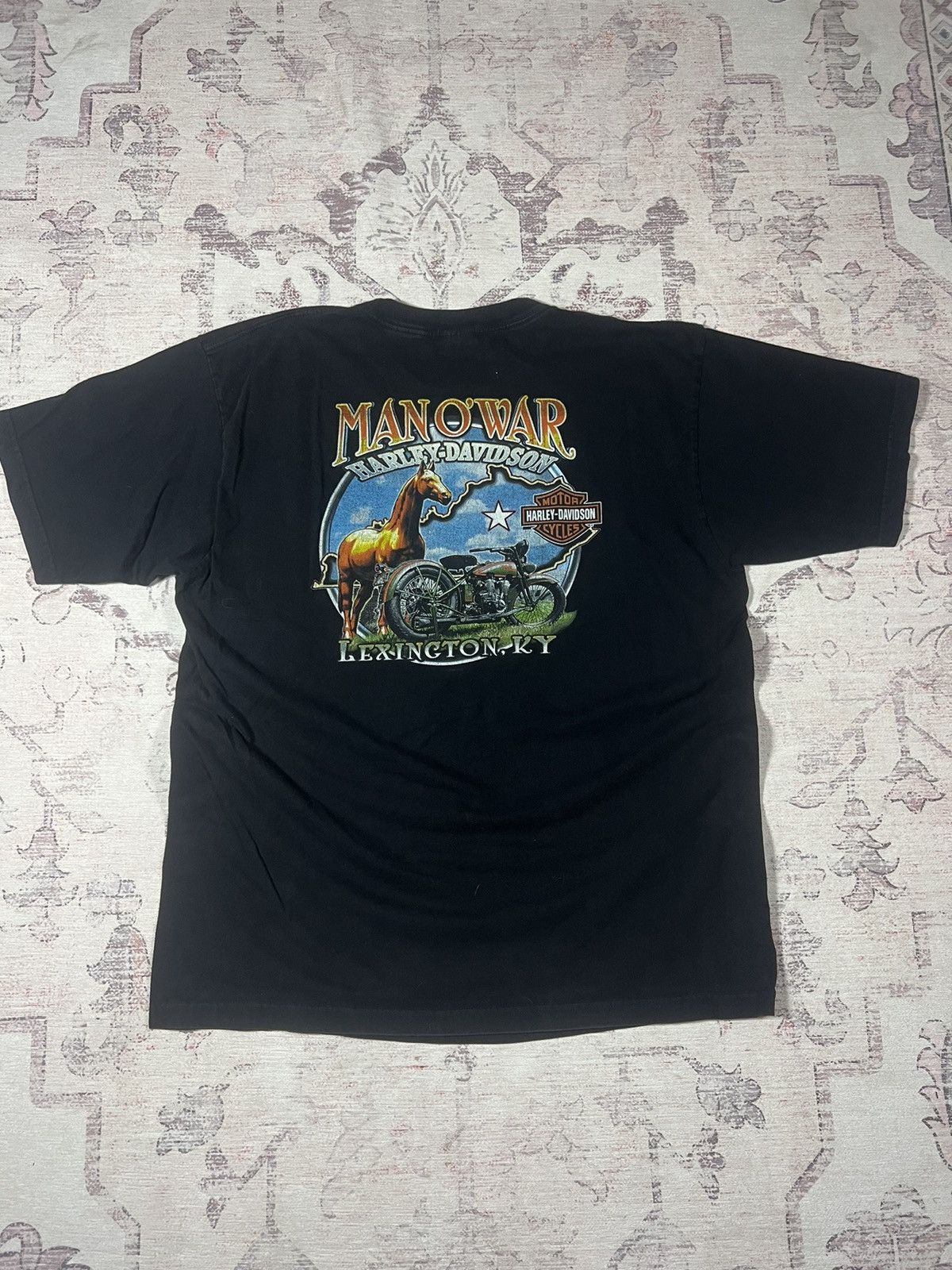 Harley Davidson Vintage Y2K Man O’War Harley Davidson Faded Biker Tee Size US XXL / EU 58 / 5 - 1 Thumbnail