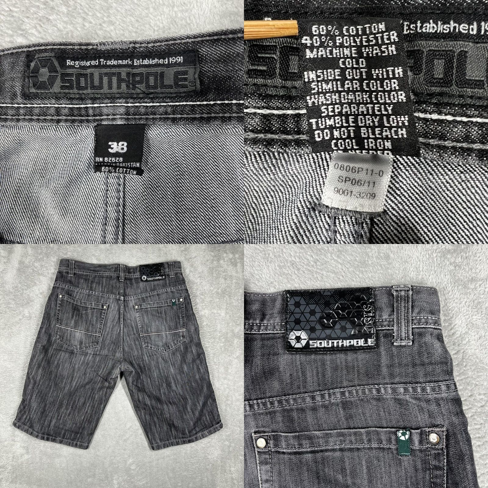 Southpole VINTAGE Southpole Shorts Men's 36 Black Denim Baggy Relaxed 5-Pocket Chino Hip Hop Streetwear South Pole Y2K Size US 36 / EU 52 - 8 Thumbnail