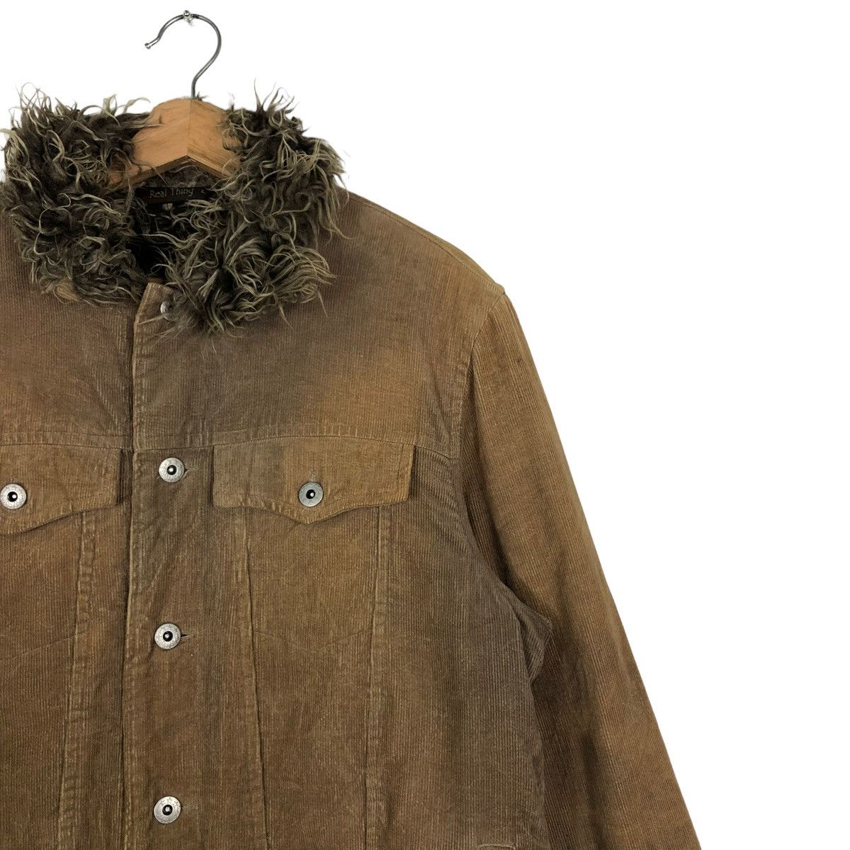 Japanese Brand 🔥90’s Real Things Corduroy Trucker Jacket Mink Fur Lining Size US L / EU 52-54 / 3 - 6 Thumbnail
