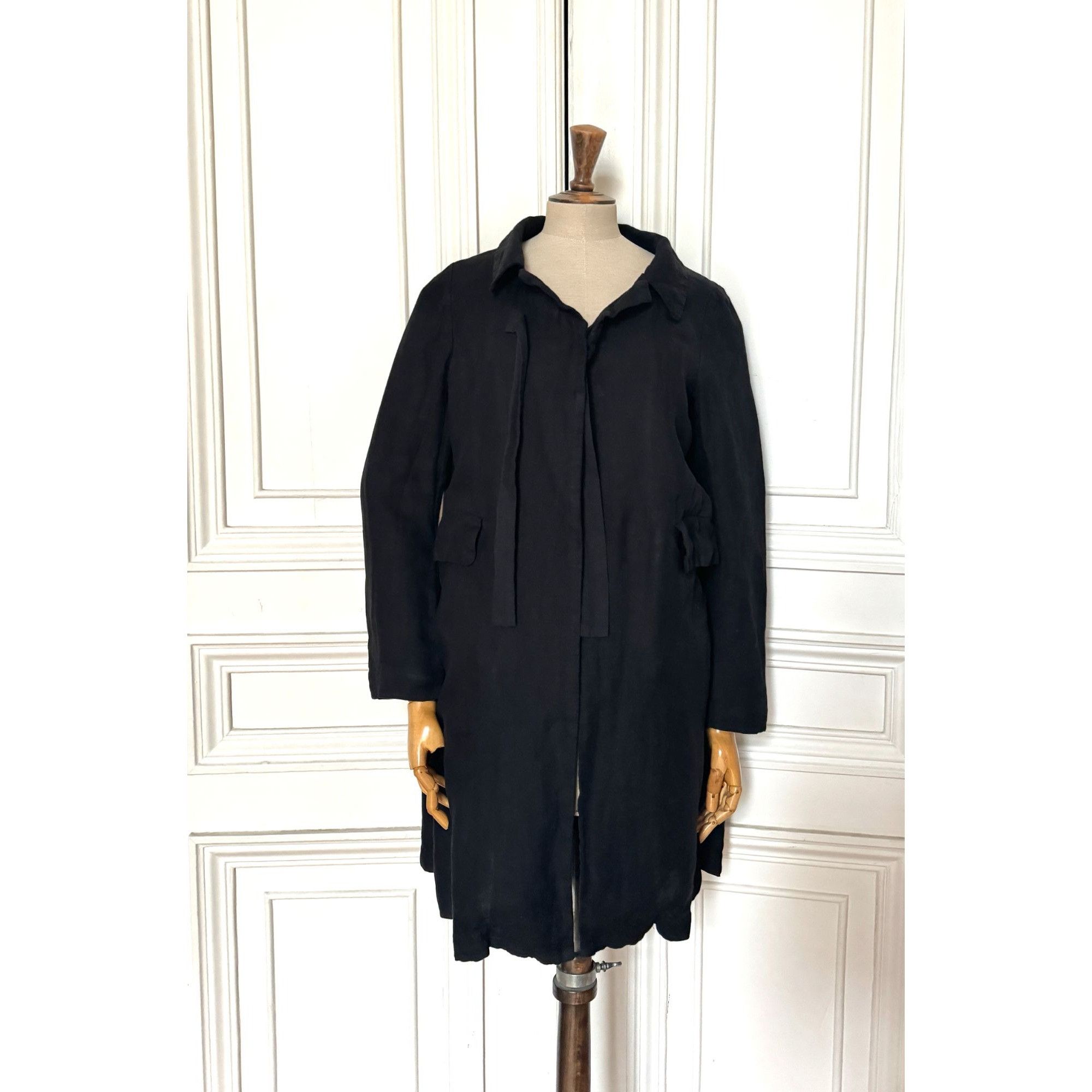 Comme des Garcons Women's Black Linen Coat Size S / US 4 / IT 40 - 1 Thumbnail