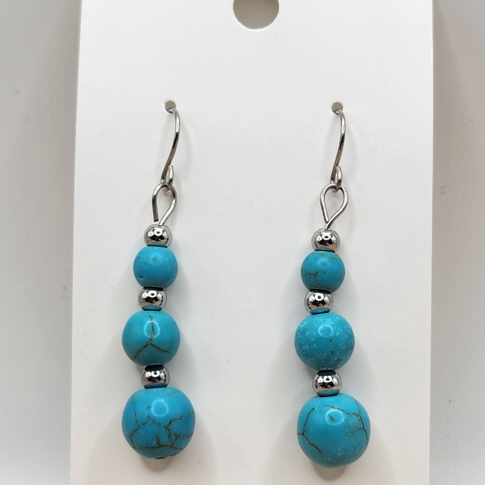 Other Handmade Triple Stone Turquoise Earrings Size ONE SIZE - 2 Thumbnail