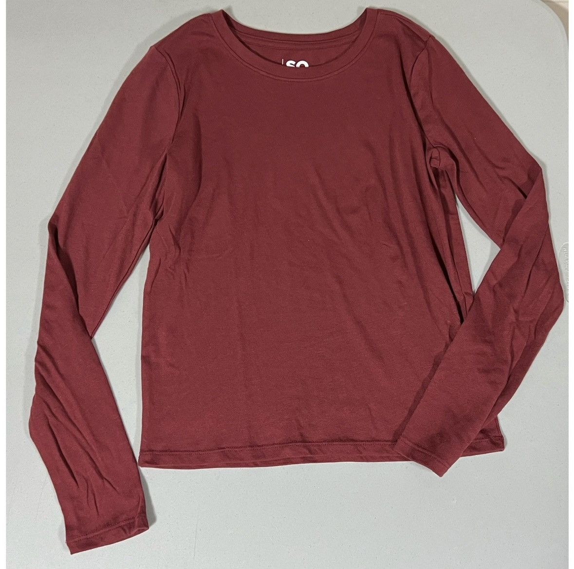 Sonoma Red Solid Long Sleeve Crewneck T-Shirt Top Blouse Tee XS ♥️✨ Size XS / US 0-2 / IT 36-38 - 3 Thumbnail