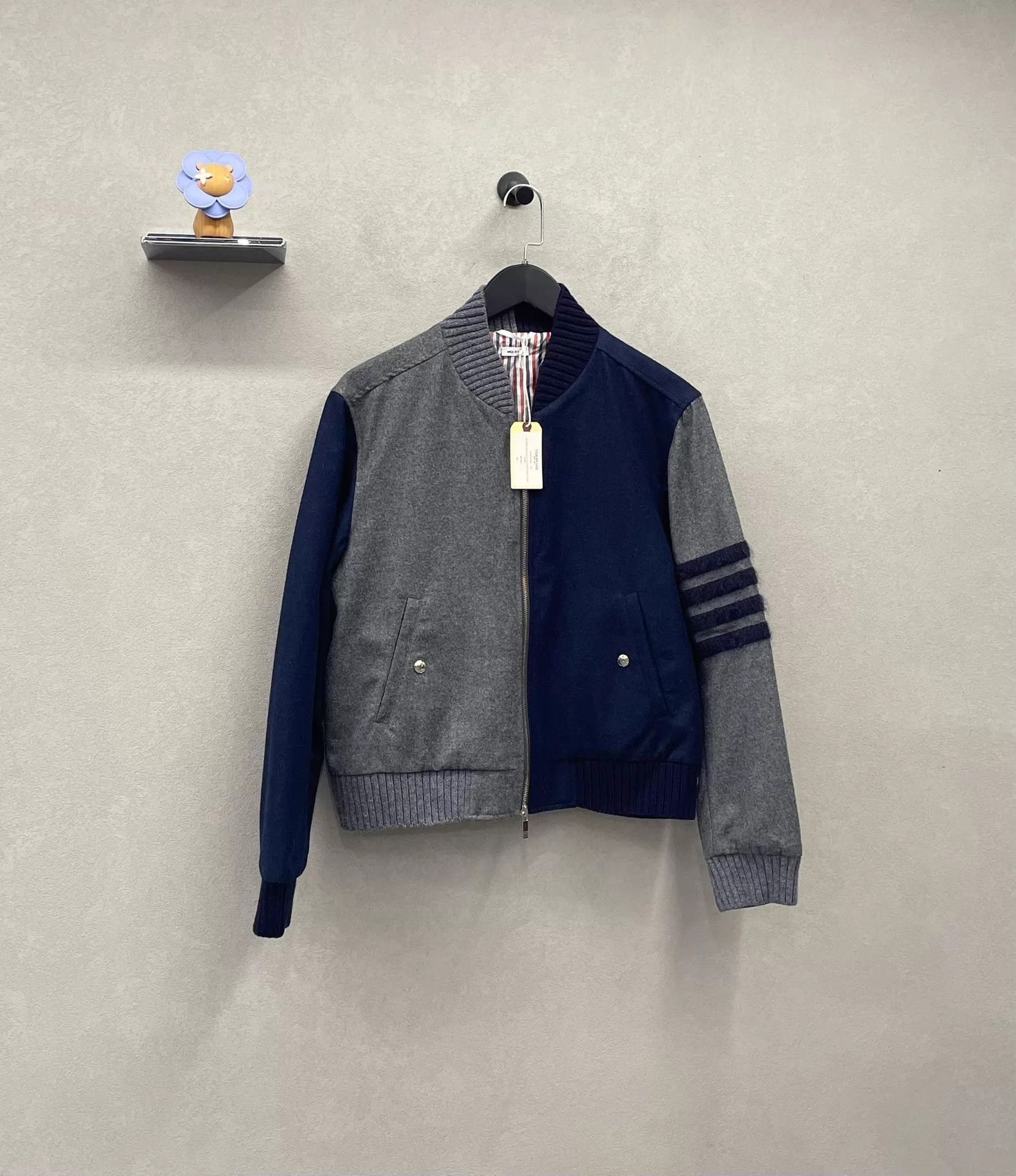 Thom Browne Multi-Color Zip-Up er Jacket with Striped Sleeves Size US S / EU 44-46 / 1 - 1 Thumbnail