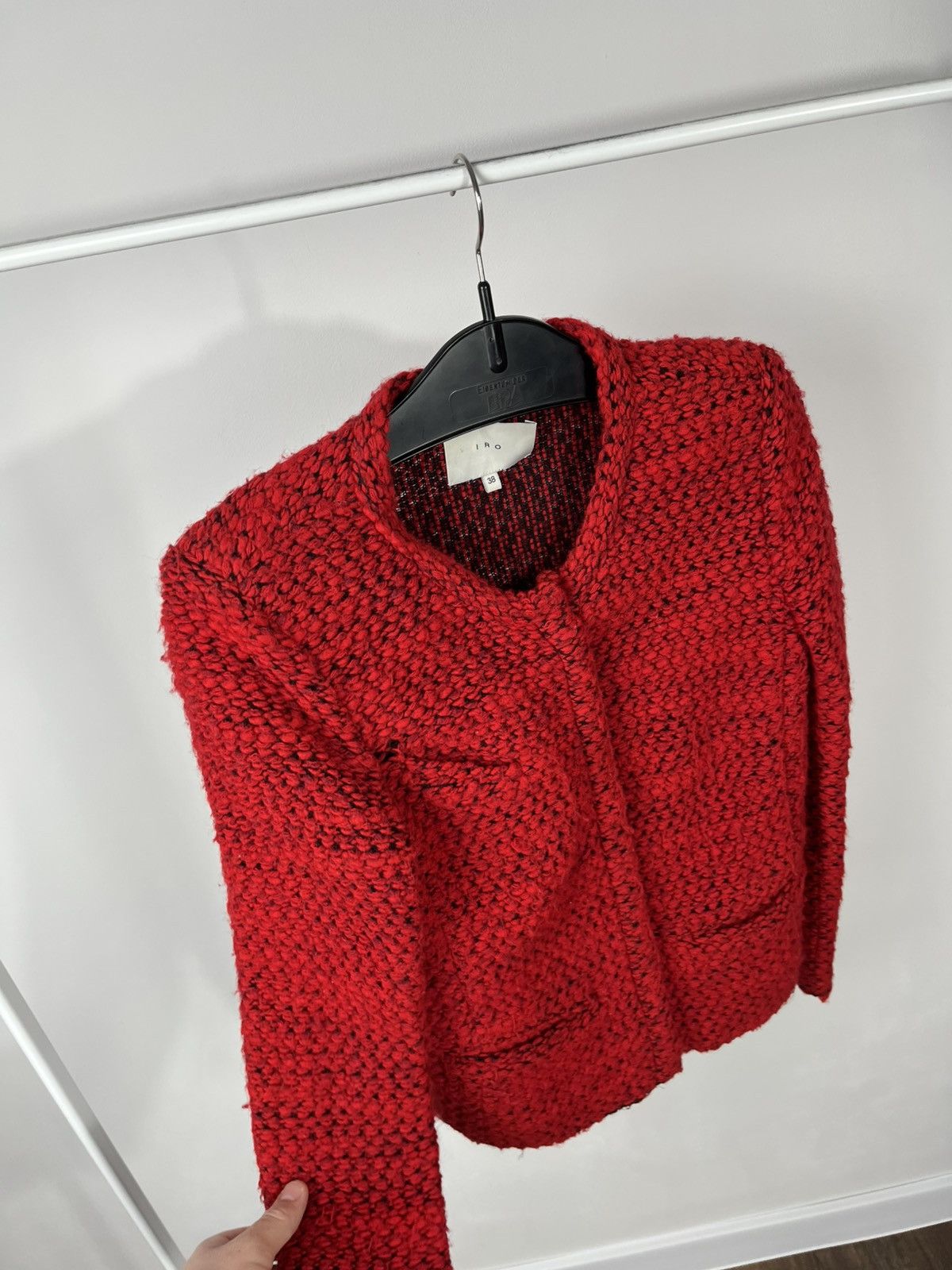 Iro IRO Red Knit Jacket Womens Size 38 Textured Wool Blend Size S / US 4 / IT 40 - 7 Thumbnail