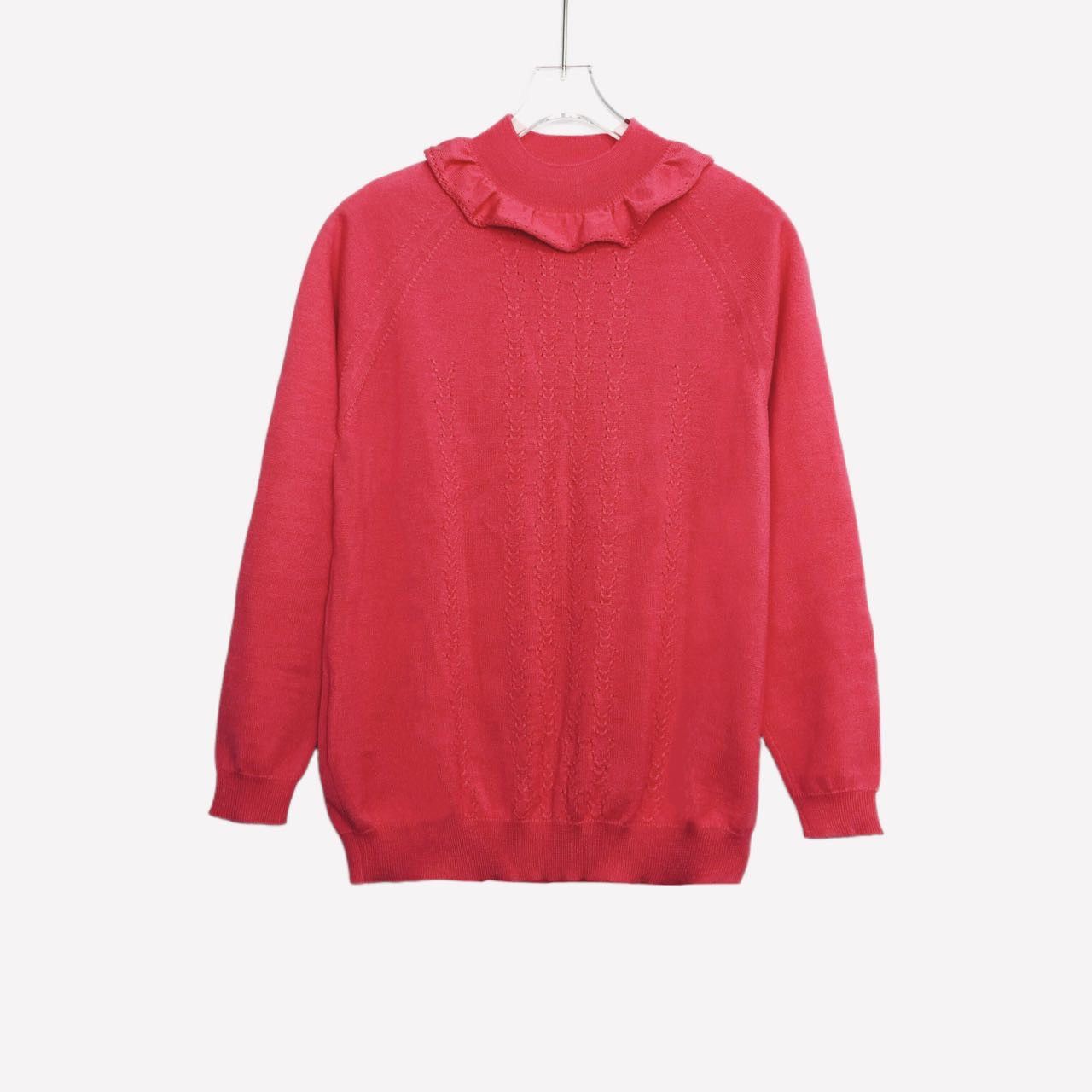 Miu Miu Miu Miu Solid Color Ruffle Trim Knit Sweater K26WX Size XS / US 0-2 / IT 36-38 - 1 Thumbnail