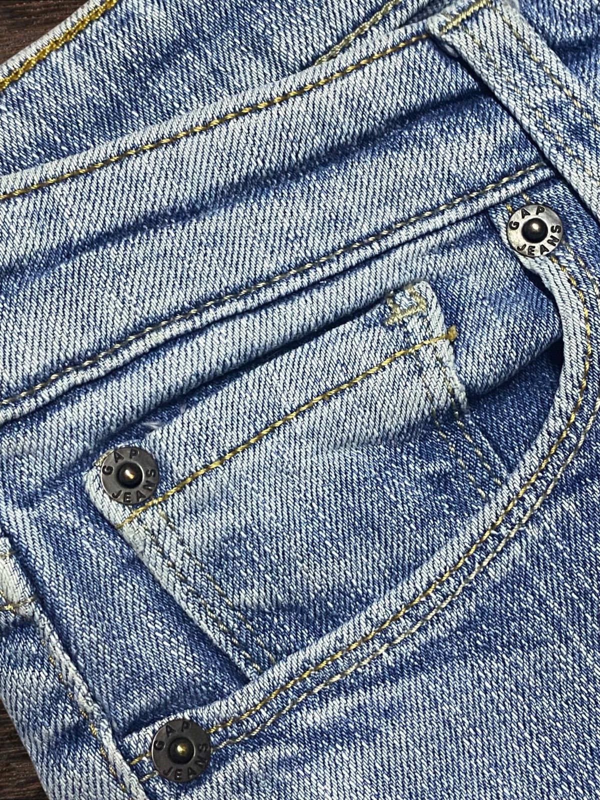 Dapper Dan × Gap Vintage Gap DenimFaded Wash Distressed Slim Bootcut Jeans Size US 30 / EU 46 - 10 Thumbnail