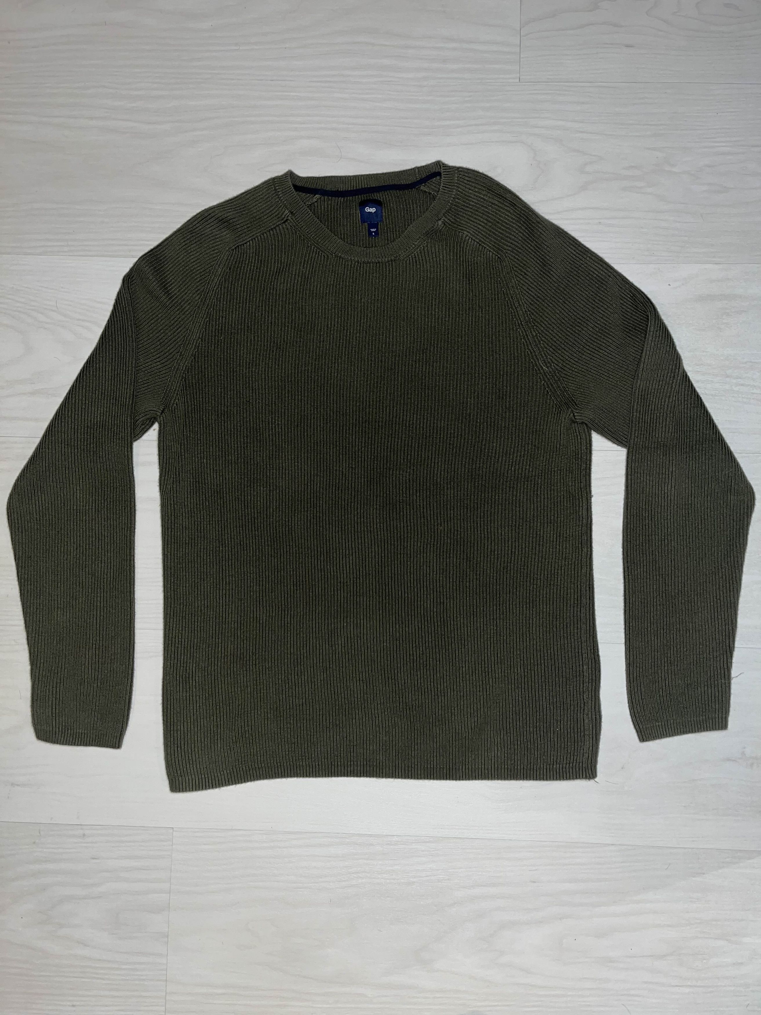 Gap × Vintage GAP Olive Green Ribbed Sweatshirt Size US L / EU 52-54 / 3 - 1 Thumbnail