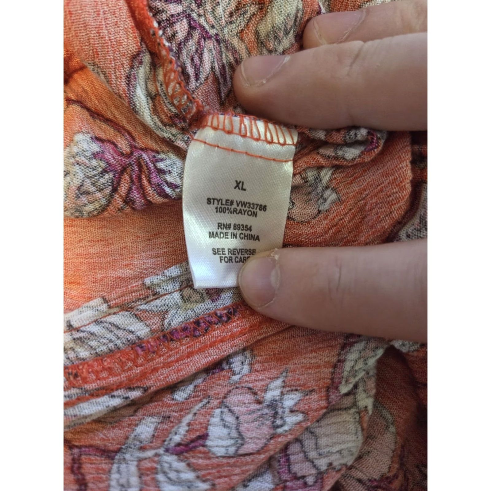Vintage Adrienne Vittadini Orange Floral Crinkle Lace Trim Top Hippie Boho XL Womens Size XL / US 12-14 / IT 48-50 - 8 Thumbnail