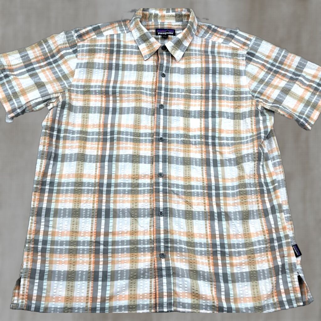 Patagonia Patagonia Shirt Men Large Orange Gray Button Up Seersucker Plaid Camp Hiking Size US L / EU 52-54 / 3 - 1 Thumbnail
