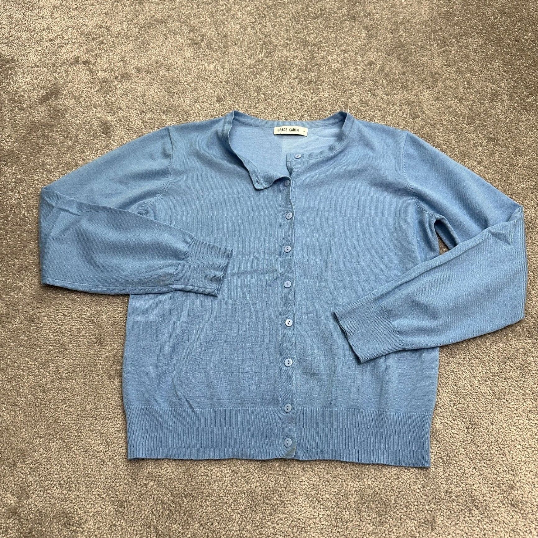Vintage Grace Karin Cardigan Sweater Women Large Blue Button Down Knit Casual Workwear Womens Size L / US 10 / IT 46 - 2 Thumbnail