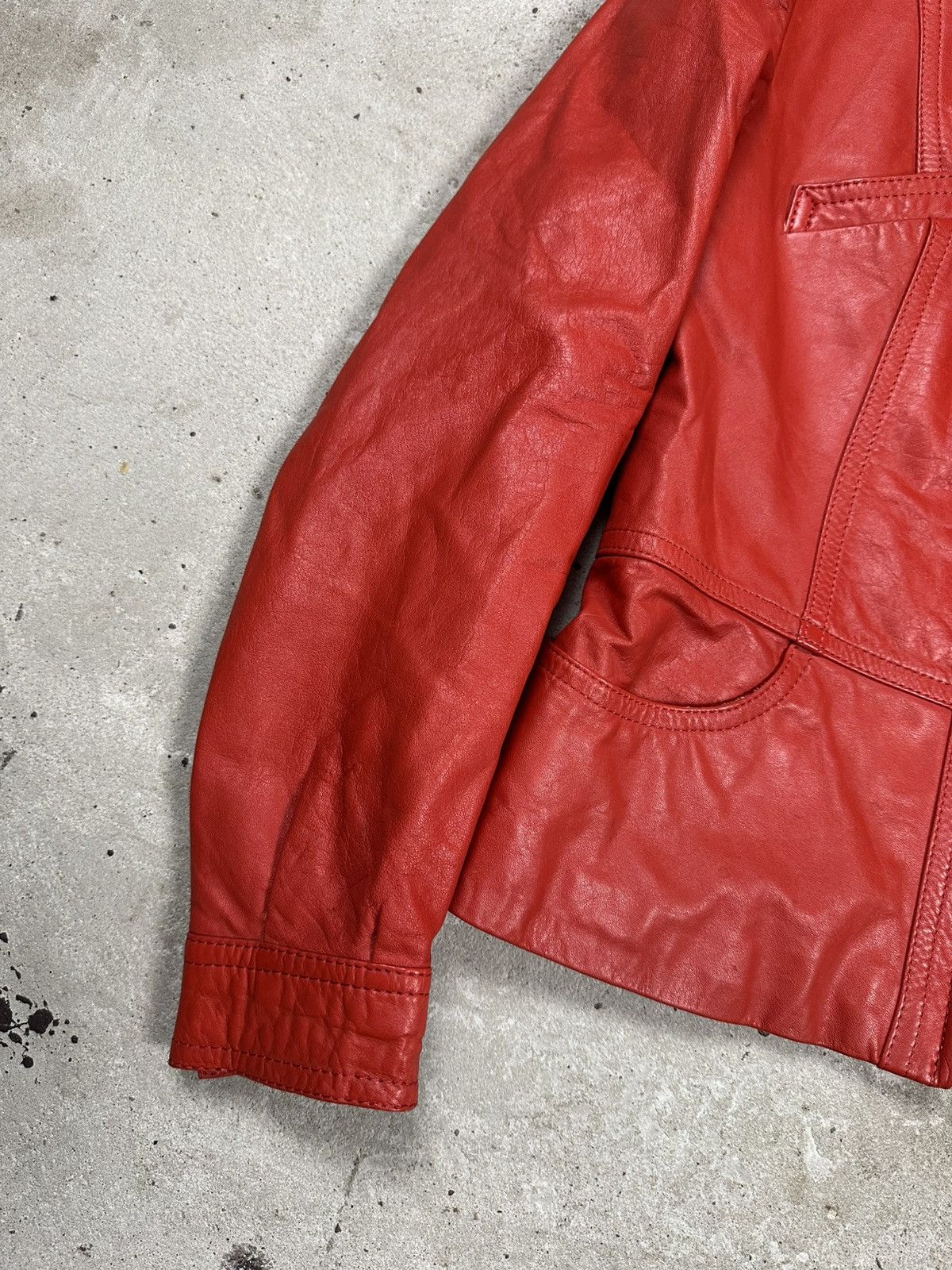 Japanese Brand Vintage 90s Red Genuine Leather Moto Biker Style Jacket Size M / US 6-8 / IT 42-44 - 3 Thumbnail
