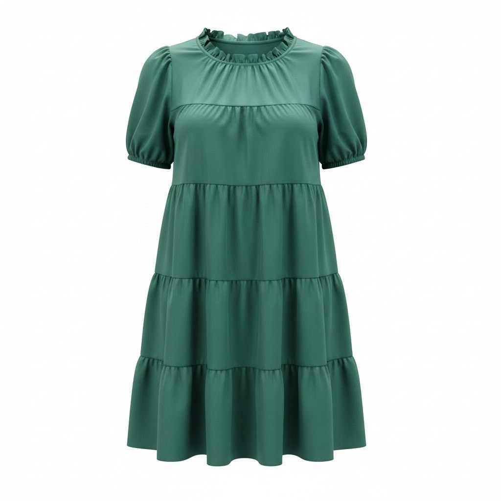 Shein SHEIN Women’s XL Green Short Sleeve Ruffle Flowy Mini Dress Size XL / US 12-14 / IT 48-50 - 1 Thumbnail