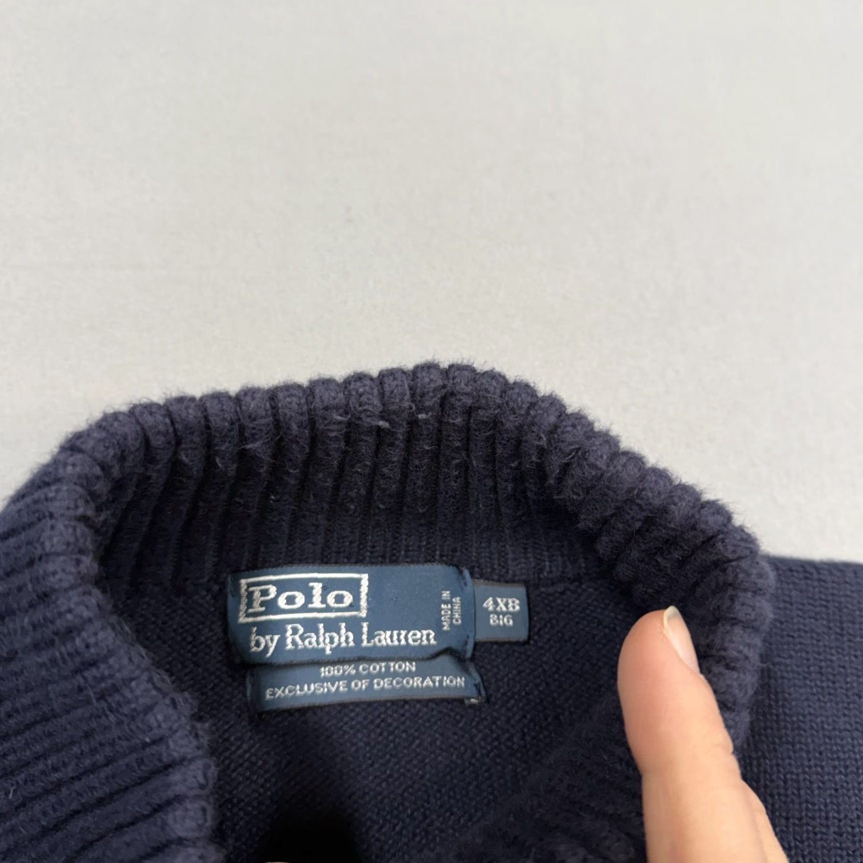 Polo Ralph Lauren VINTAGE Polo Ralph Lauren Sweater Mens Big 4X Blue 1/4 Zip Mock Neck Knit Pullover Pony Size US XXL / EU 58 / 5 - 3 Thumbnail