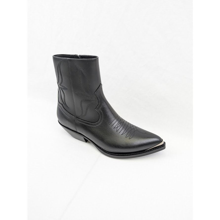 Celine o1rshd1 Shiny Calfskin Zipped Boot W/Metal Toe 50 in Black Size US 6 / EU 39 - 2 Thumbnail