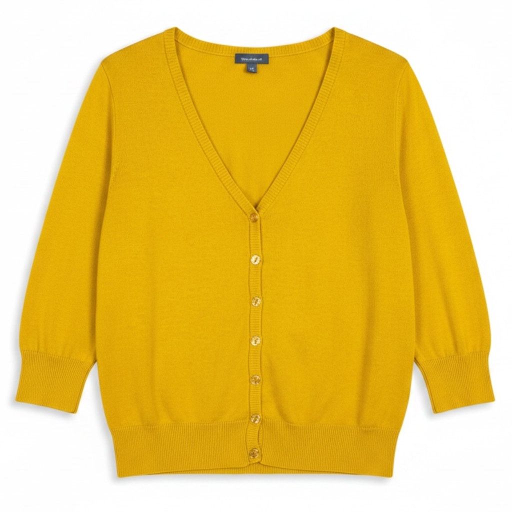 Other ModCloth Women's Plus 3X Golden Yellow V Neck Cardigan Size 3XL / US 20-22 - 1 Thumbnail