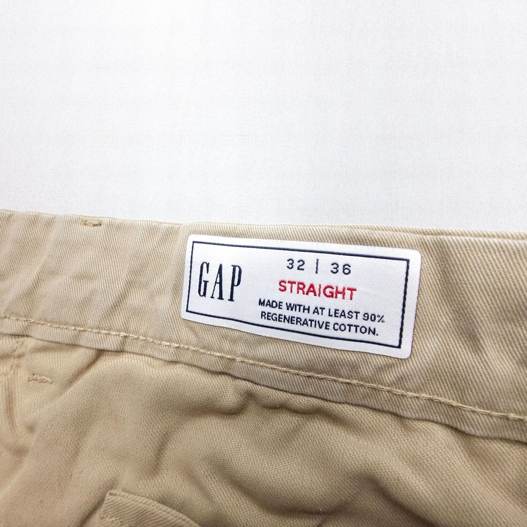 Gap Gap Chino Pants Mens 32 x 34 Tan Cotton Stretch Twill Straight Regular Flat Front Vintage No Size US 32 / EU 48 - 3 Thumbnail