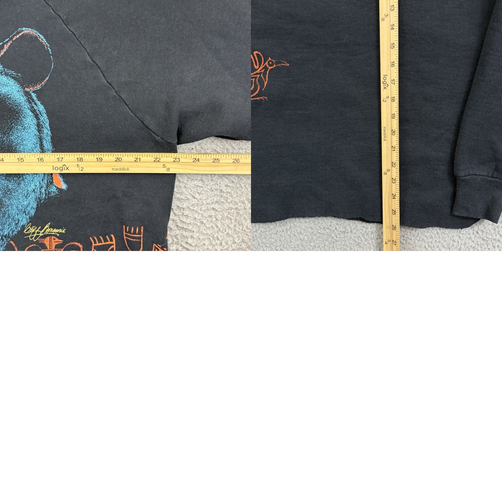 Fruit Of The Loom VINTAGE Grizzly Bear Sweatshirt Adult XL Black Nature Art Aztec 80s Pullover USA Logo Graphic Print 80s Theme Men Women Unisex Size US XL / EU 56 / 4 - 8 Thumbnail
