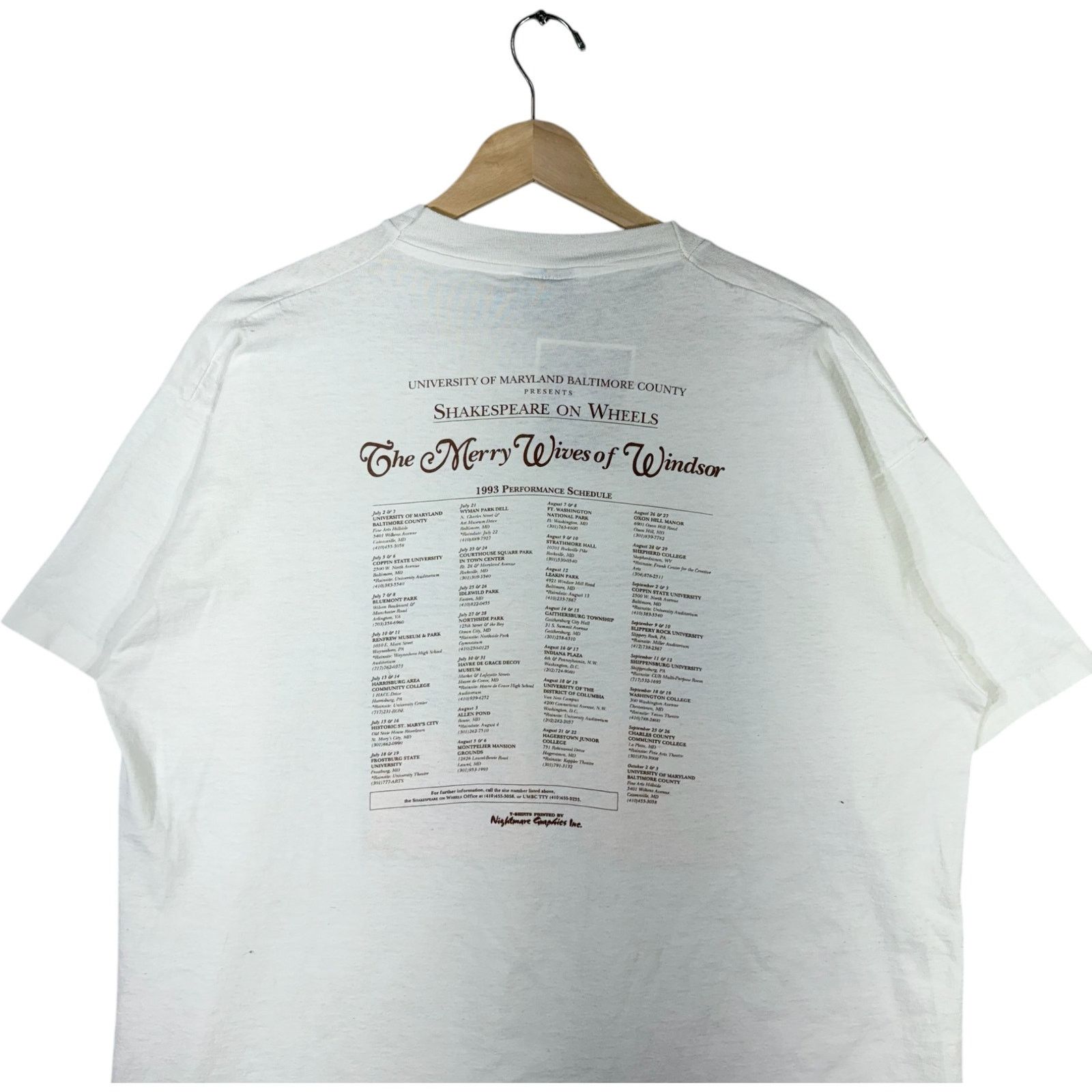 Fruit Of The Loom Vintage Shakespeare on Wheels Maryland Tee XL Size US XL / EU 56 / 4 - 7 Thumbnail