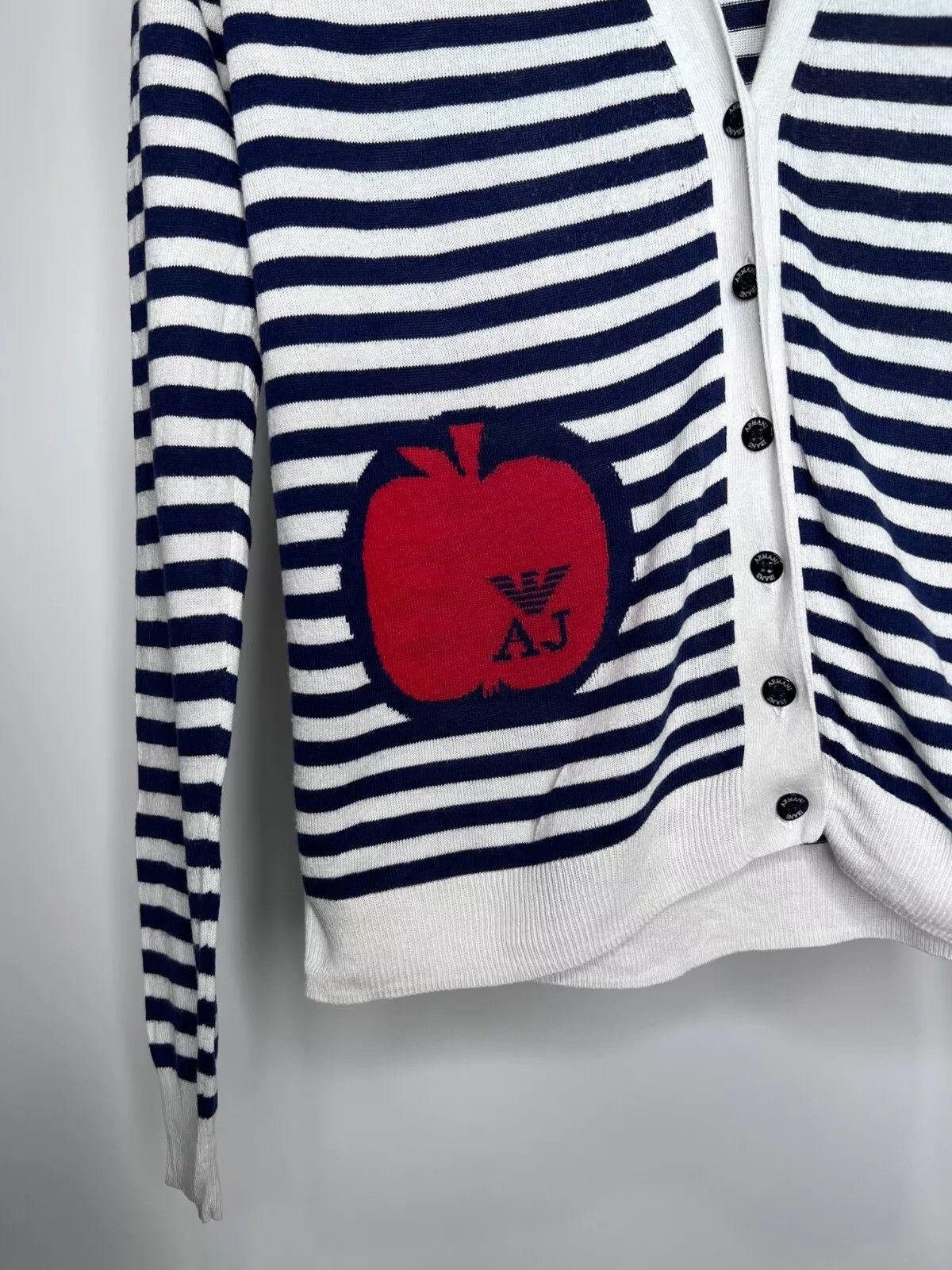 Armani Armani Jeans Womens Striped V-Neck Cotton Cardigan Size S-M Size S / US 4 / IT 40 - 4 Thumbnail
