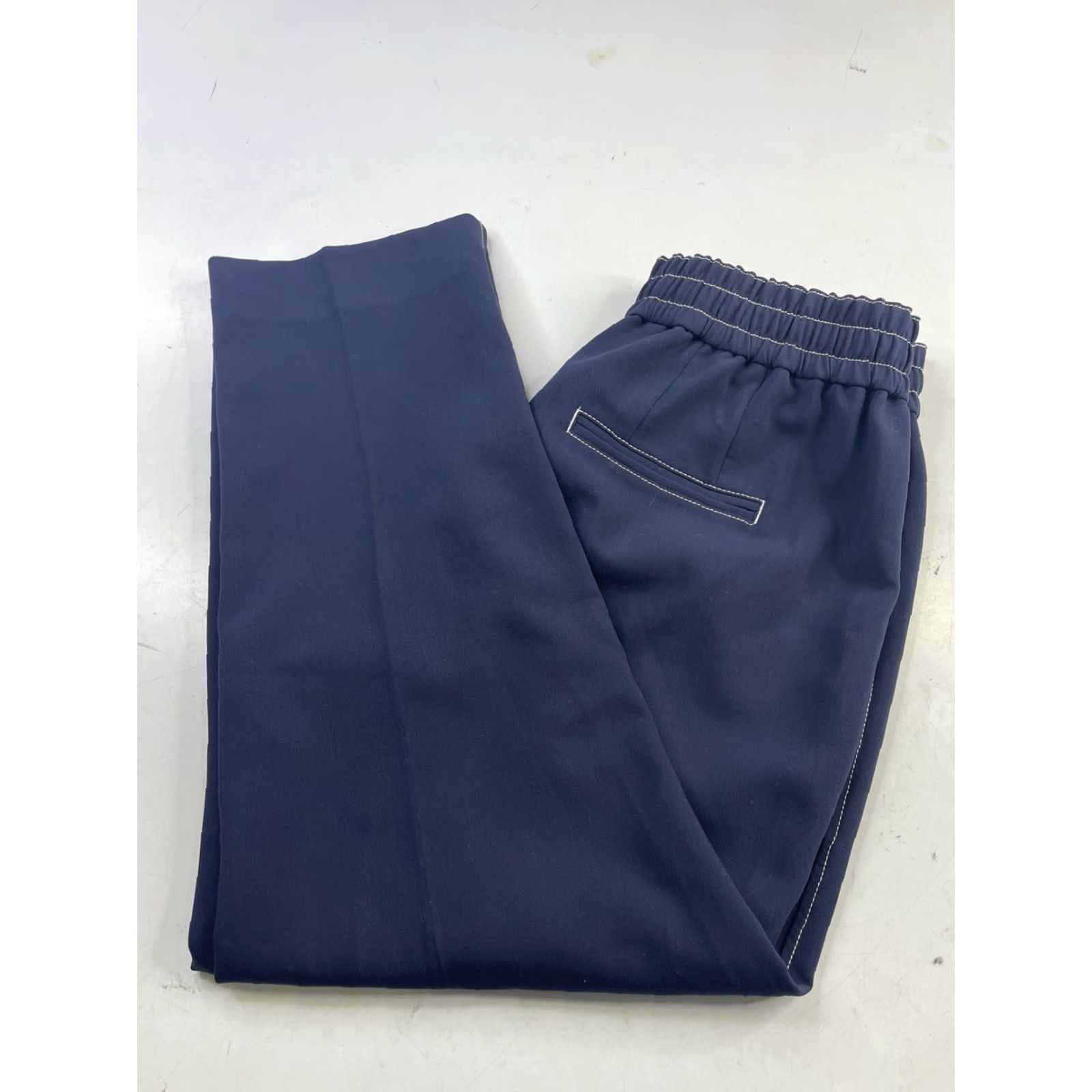 J.Crew J.CREW Pants Drapey Drawstring Navy Blue Women’s M Straight Ankle Pocket Quick Dry Stretch Breathable Elastic Waist Travel Casual Business Size 32" / US 10 / IT 46 - 2 Thumbnail