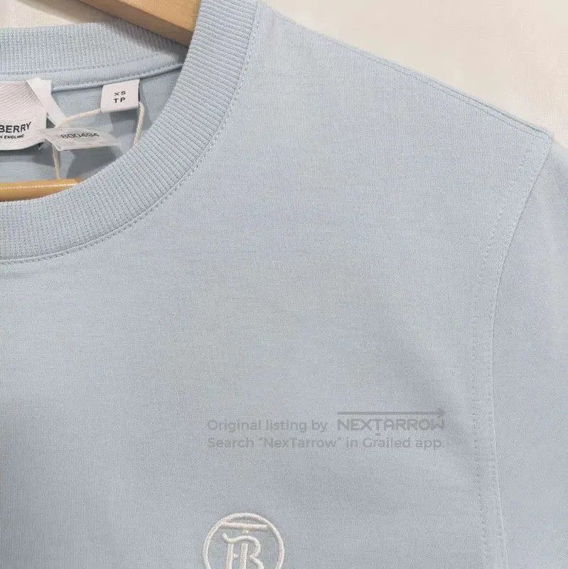Burberry Burberry Summer Blue Cotton Embroidered T-shirt. Size XS / US 0-2 / IT 36-38 - 3 Thumbnail