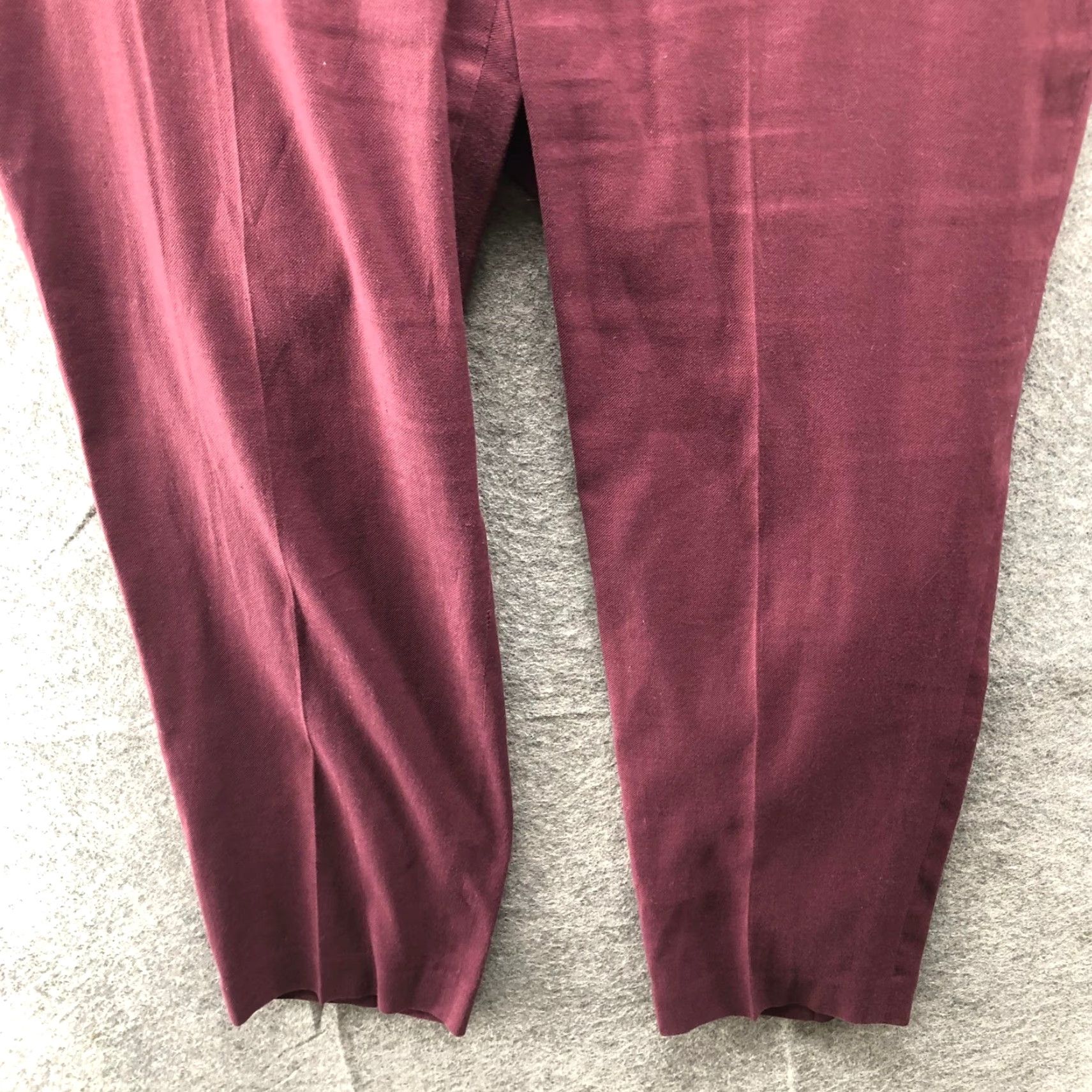 Loft VINTAGE? No. Loft Marisa Tapered Ankle Pants Womens 12 Cotton Linen Burgundy Mid Rise Size 34" / US 12 / IT 48 - 6 Thumbnail