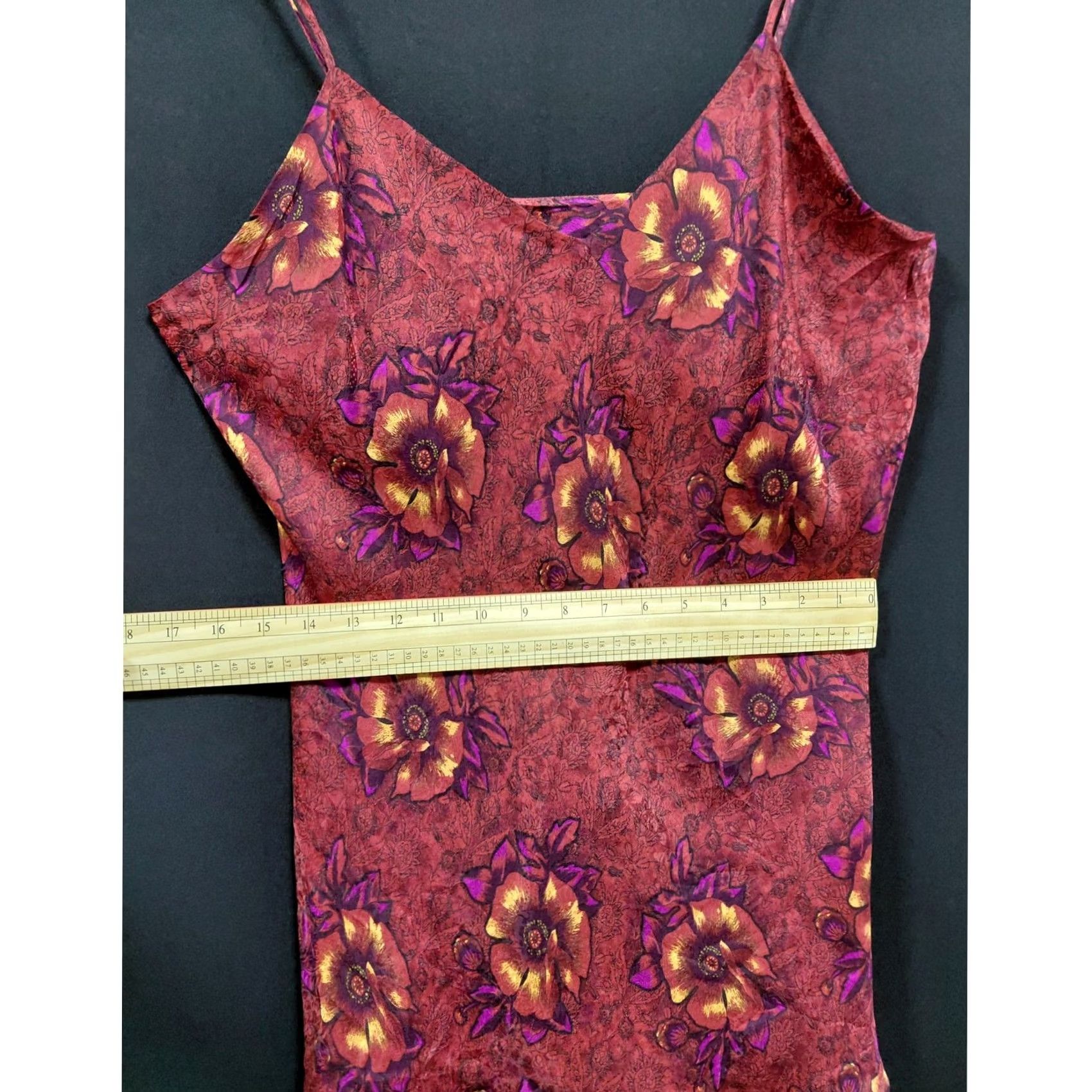 Vintage Delicates Top Womens XL Red Silk Floral Camisole Sleeveless Neck Women Size Size XL / US 12-14 / IT 48-50 - 7 Thumbnail