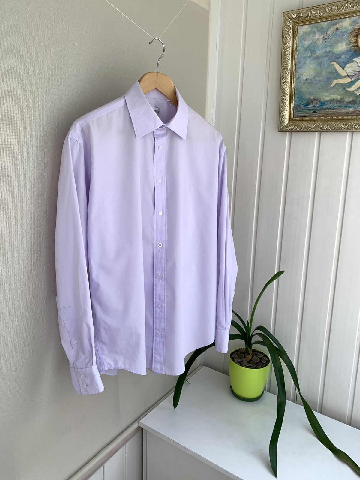 Yves Saint Laurent Yves Saint Laurent Vintage Button Shirt Light Purple Size L Size US L / EU 52-54 / 3 - 1 Thumbnail