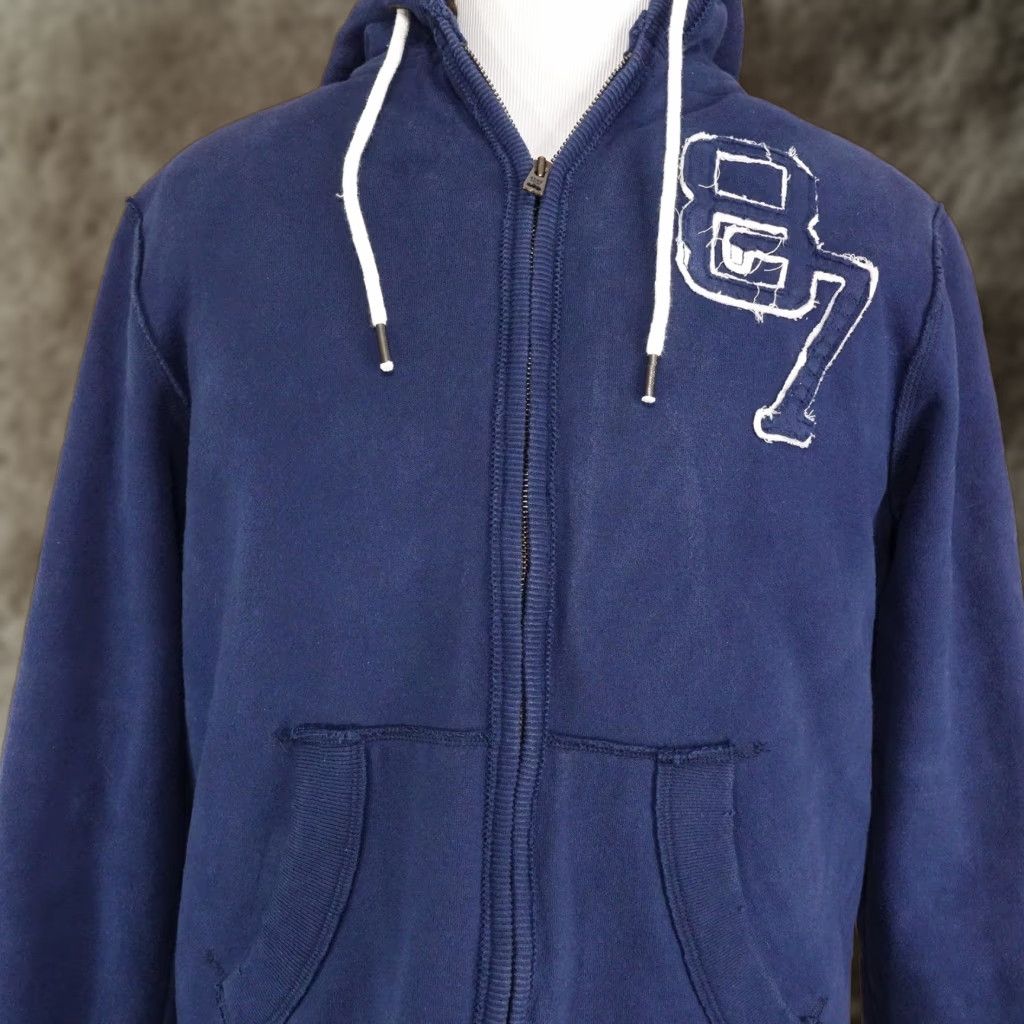 VINTAGE Aeropostale Hoodie Mens L Blue Full Zip Faux Fur Lined AERO Sherpa Y2K VTG 00s