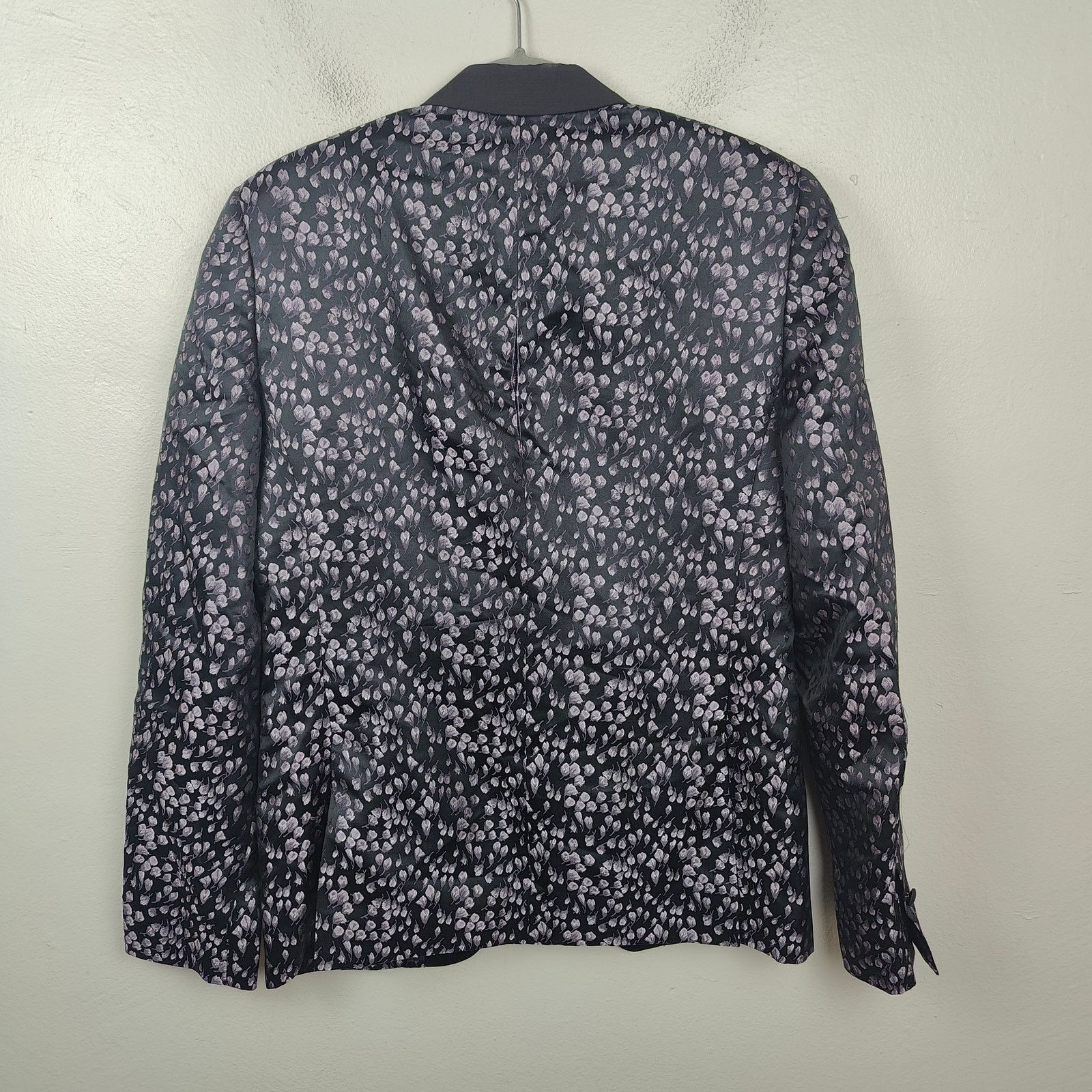 John Varvatos John Varvatos Silk Blazer Mens 44 Black Purple Micro Floral Size 44R - 4 Thumbnail