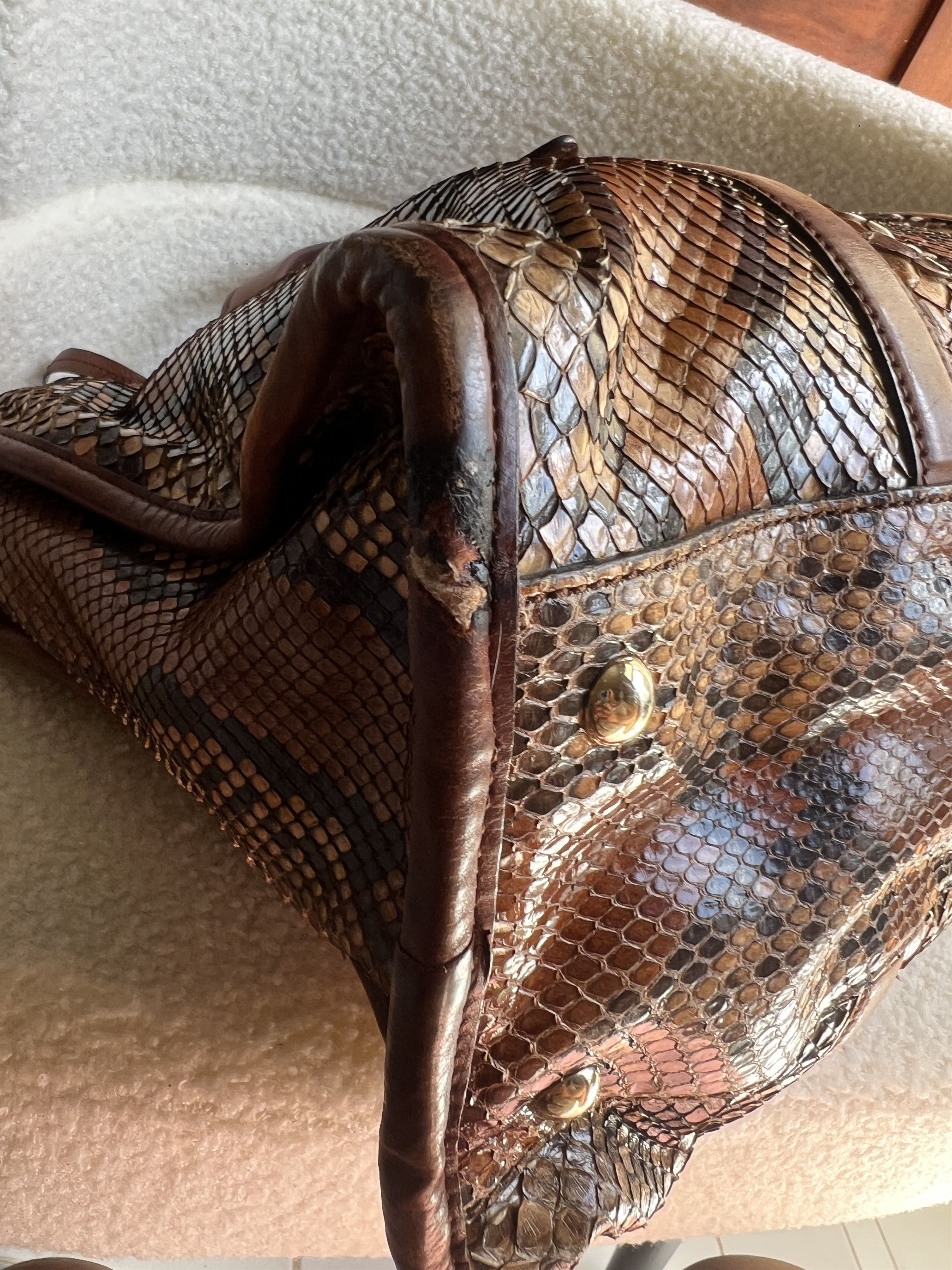 Gucci Rare Gucci Brown Python Leather Large Tote Bag Size ONE SIZE - 12 Thumbnail