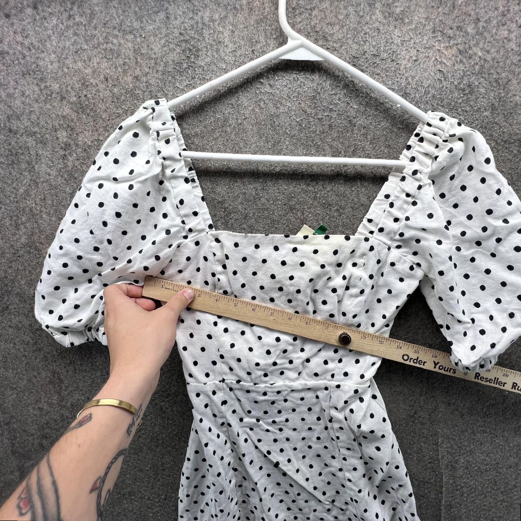 Farm Rio Farm Rio Dress Womens XS White Polka Dot Square Neck Puff Sleeve Mini Sundress Size XS / US 0-2 / IT 36-38 - 3 Thumbnail